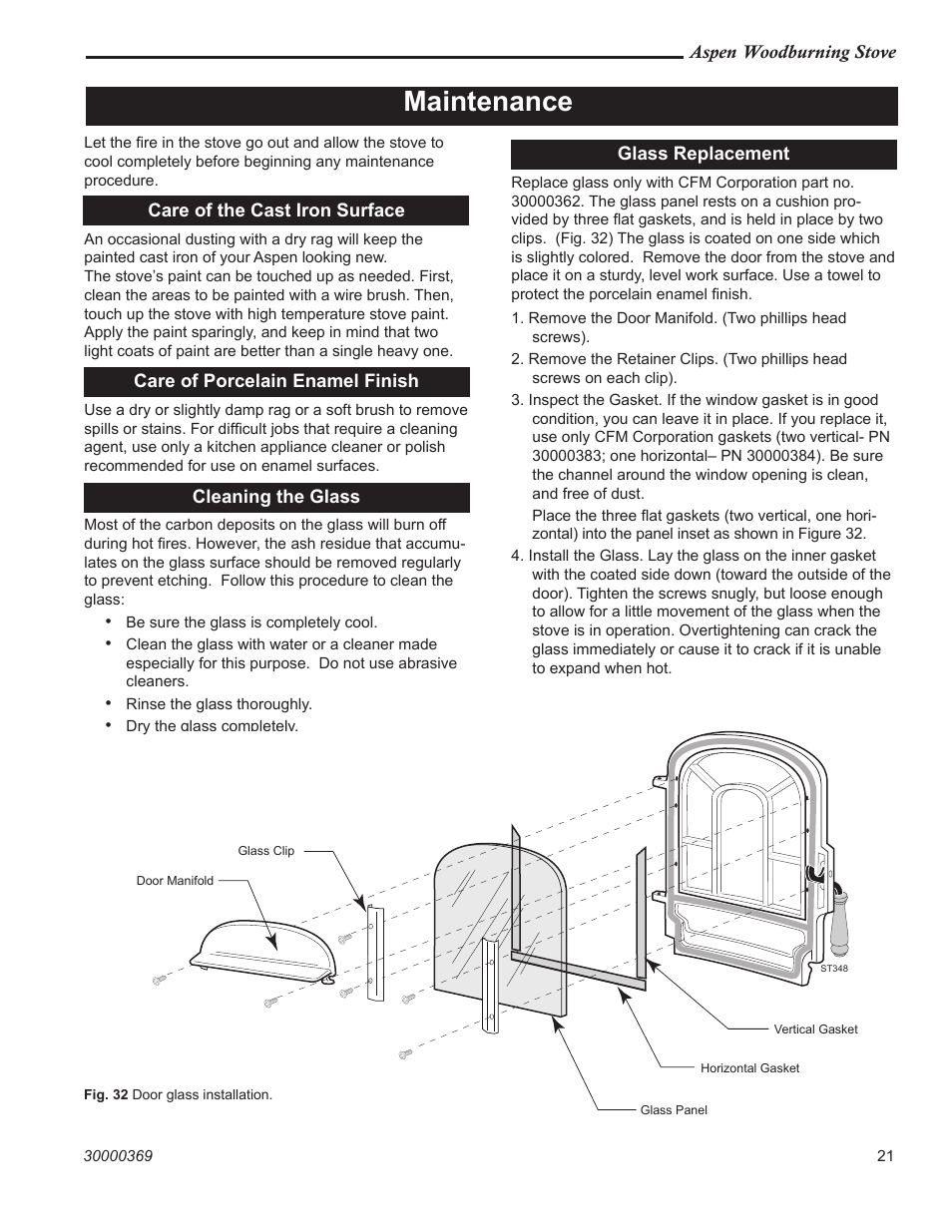 Maintenance | Vermont Casting 1920 User Manual | Page 21 / 32