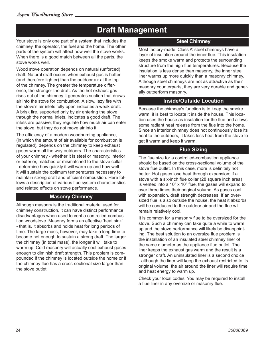 Draft management | Vermont Casting 1920 User Manual | Page 24 / 32