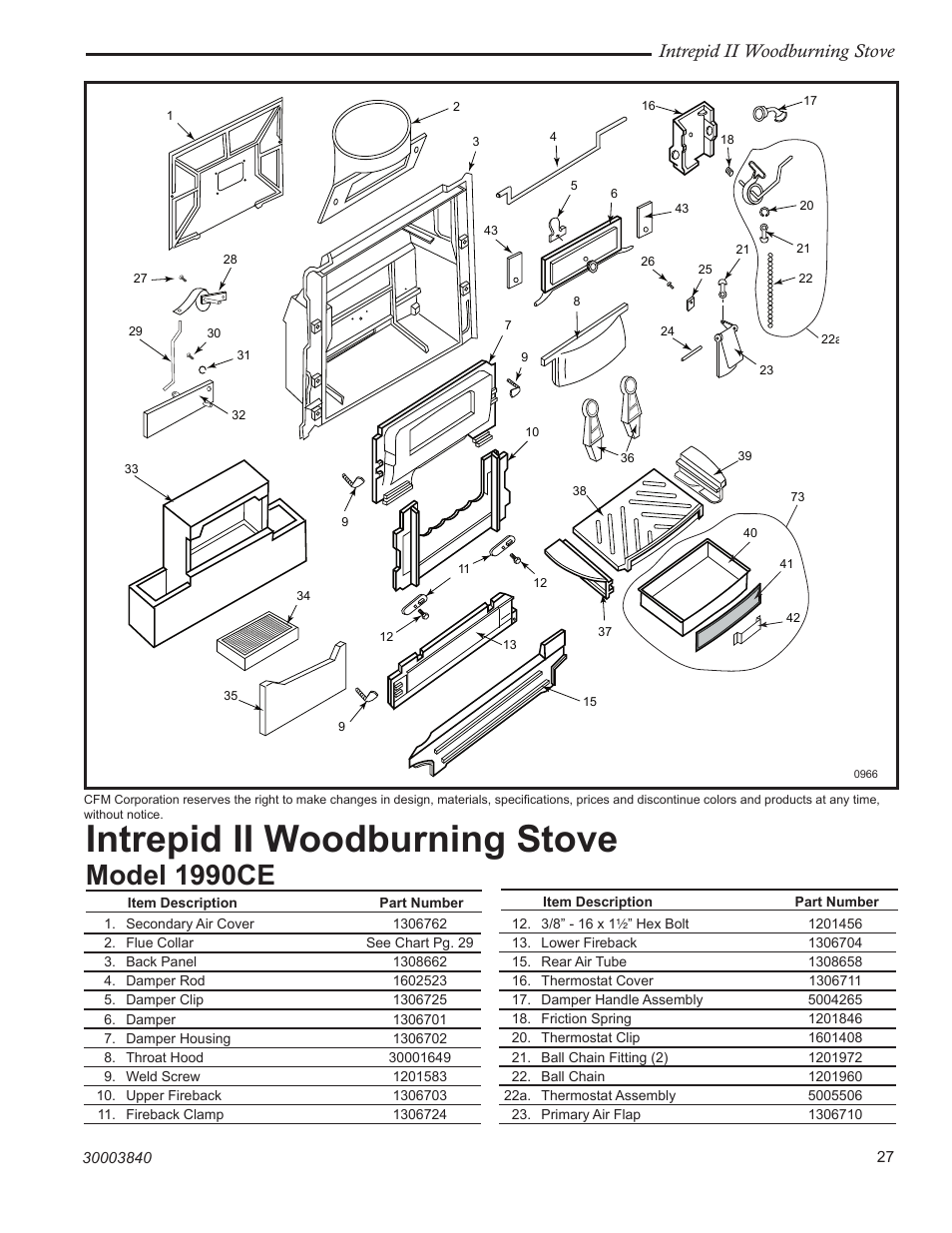 Model 1990ce, Intrepid ii woodburning stove | Vermont Casting 1990CE User Manual | Page 27 / 32
