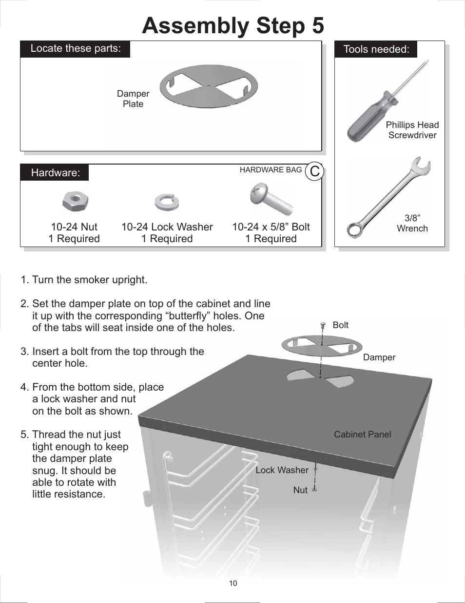 Assembly step 5 | Vermont Casting 2505G User Manual | Page 10 / 21