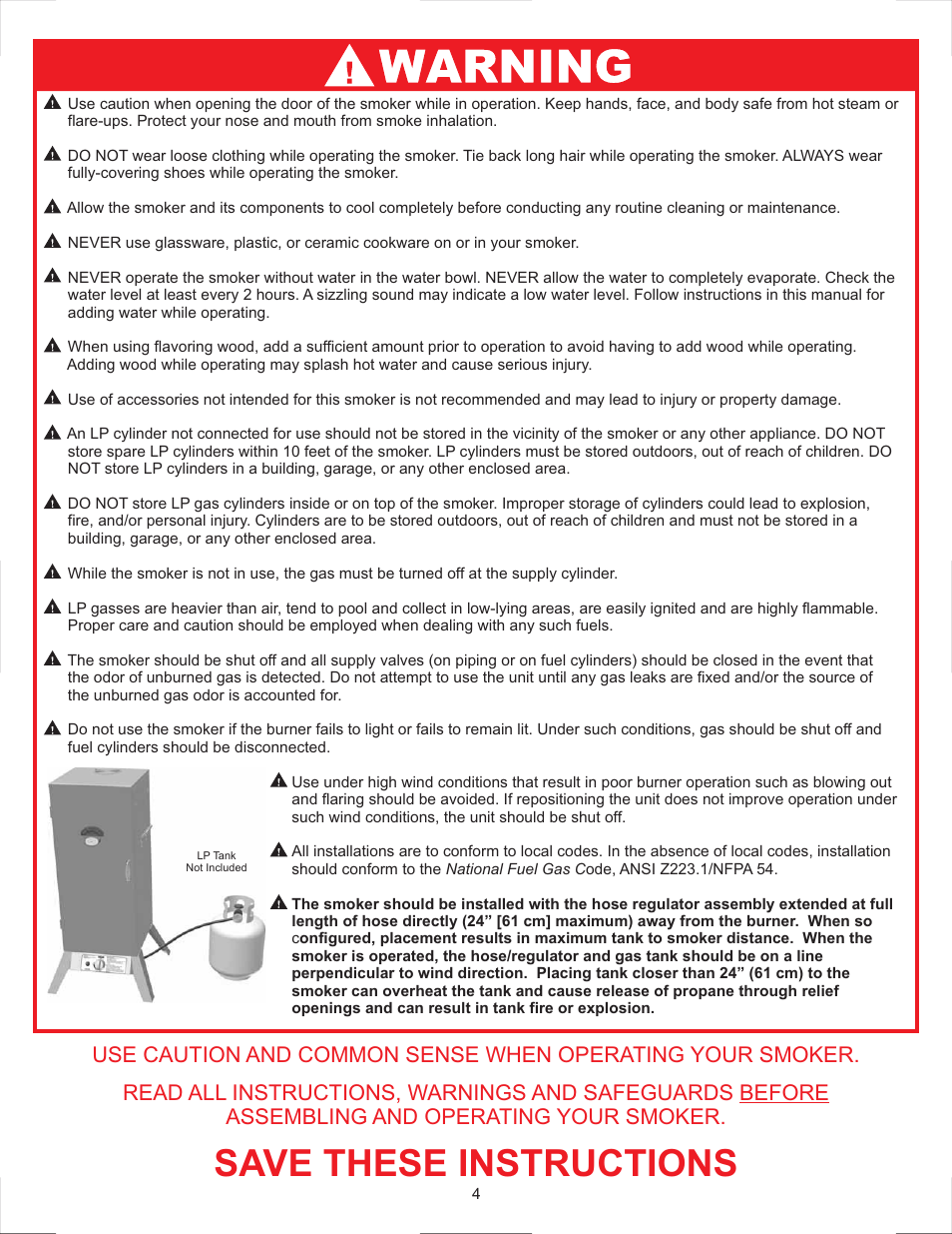Save these instructions | Vermont Casting 2505G User Manual | Page 4 / 21