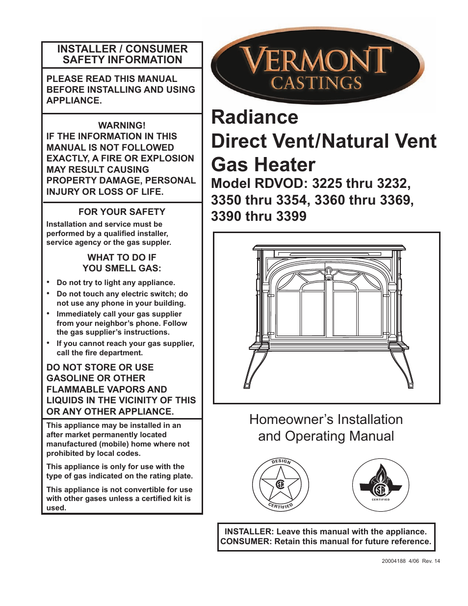 Vermont Casting 3225 User Manual | 38 pages