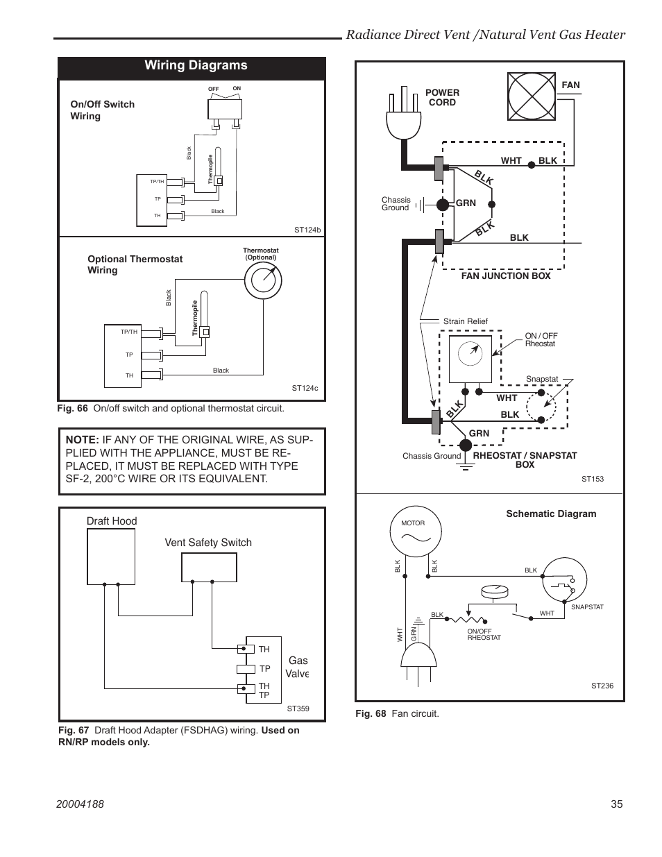 Radiance direct vent /natural vent gas heater, Wiring diagrams | Vermont Casting 3225 User Manual | Page 32 / 38