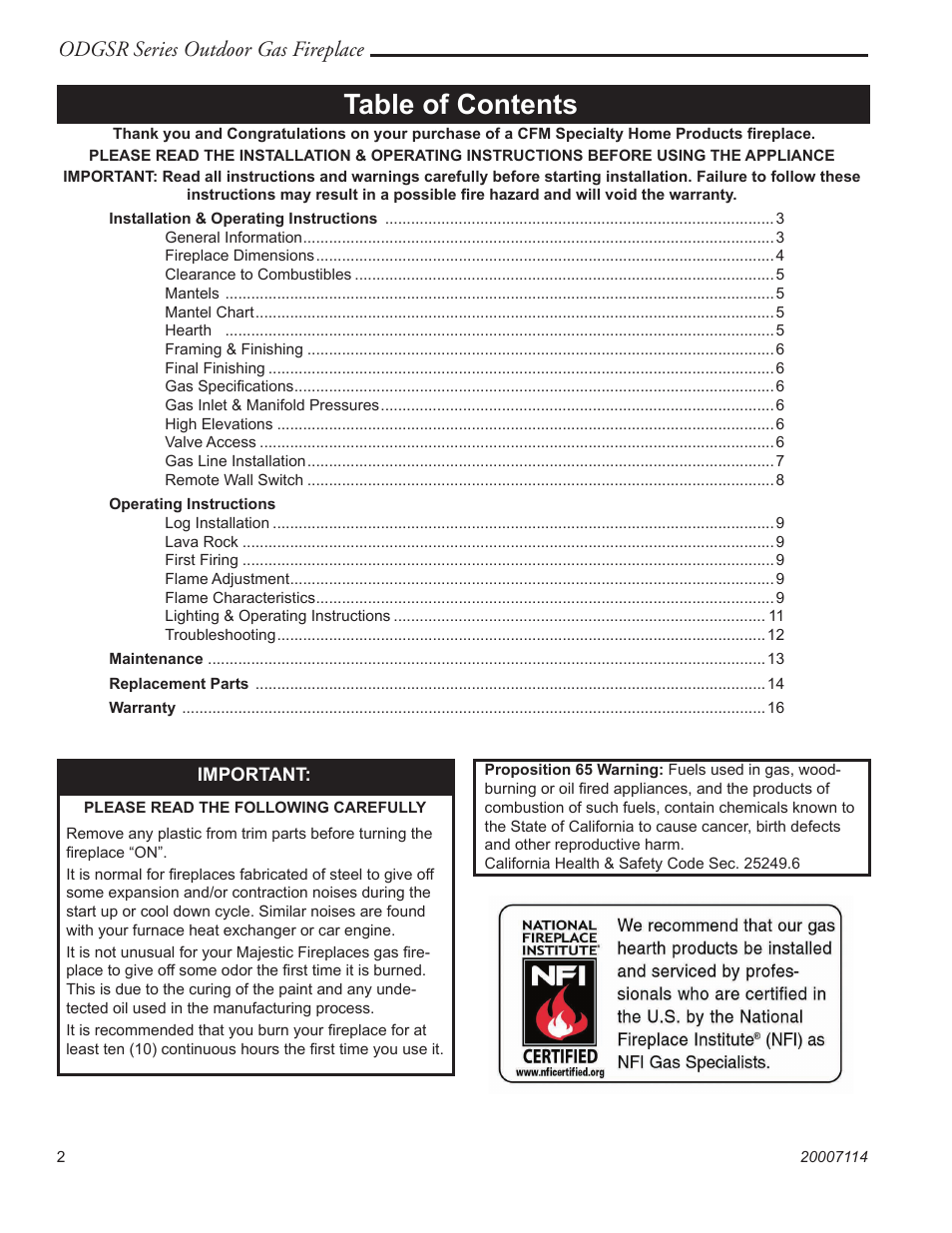 Vermont Casting ODGSR42A User Manual | Page 2 / 20