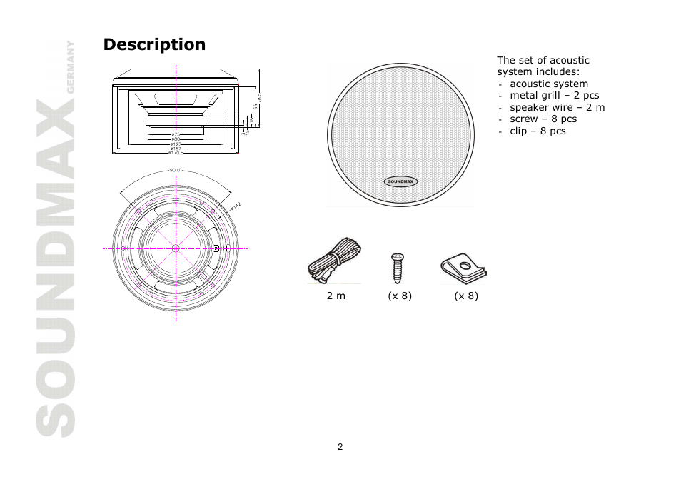 Description | SoundMax SM-CSA603 User Manual | Page 2 / 13