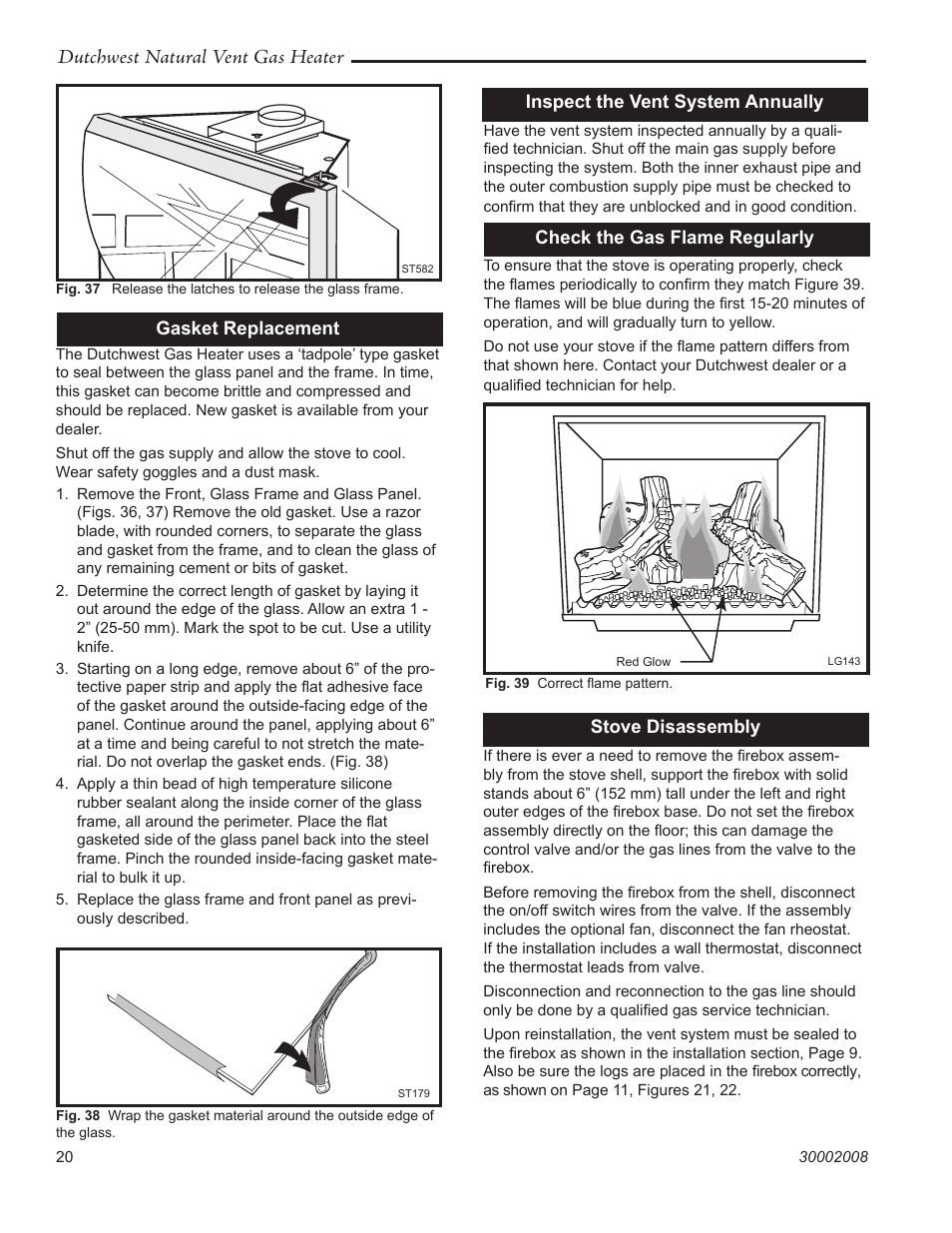St582 snv release glass latches, Dutchwest natural vent gas heater | Vermont Casting 2467 User Manual | Page 20 / 28