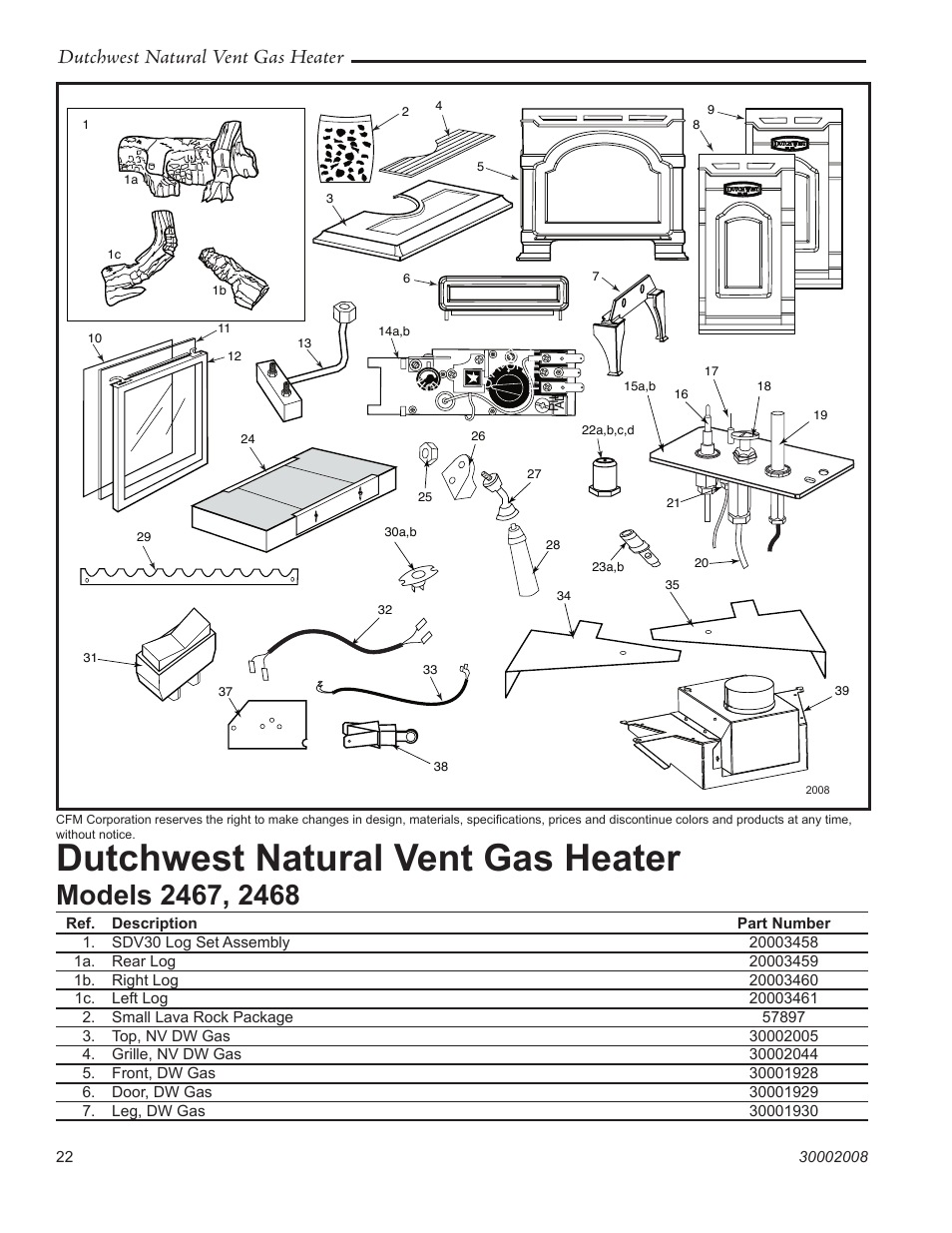 Dutchwest natural vent gas heater | Vermont Casting 2467 User Manual | Page 22 / 28