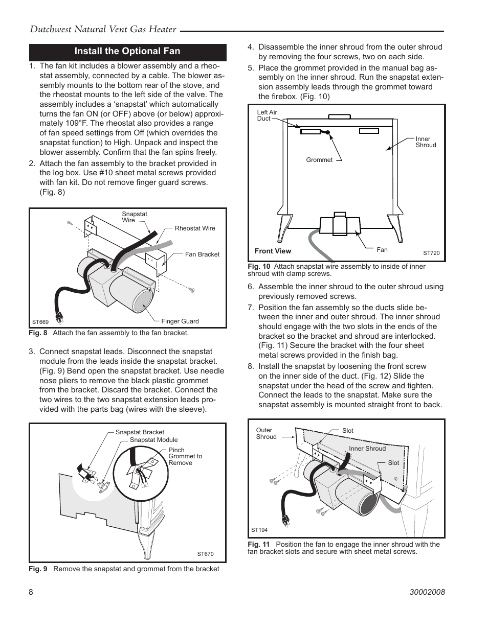 Dutchwest natural vent gas heater, Install the optional fan | Vermont Casting 2467 User Manual | Page 8 / 28