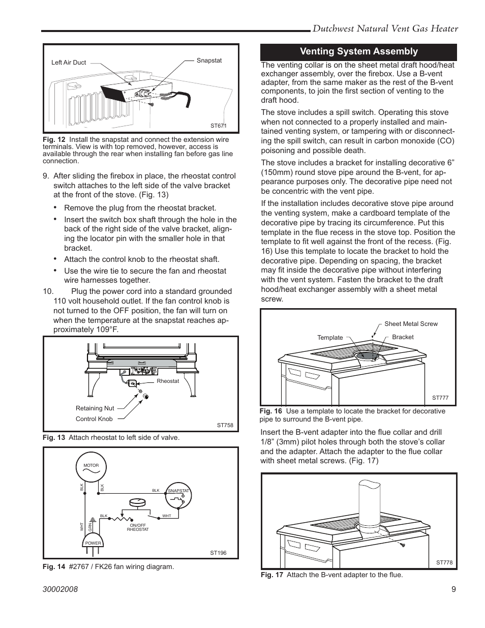 Dutchwest natural vent gas heater, Venting system assembly | Vermont Casting 2467 User Manual | Page 9 / 28