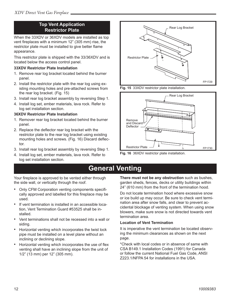 General venting | Vermont Casting 36XDV User Manual | Page 12 / 56
