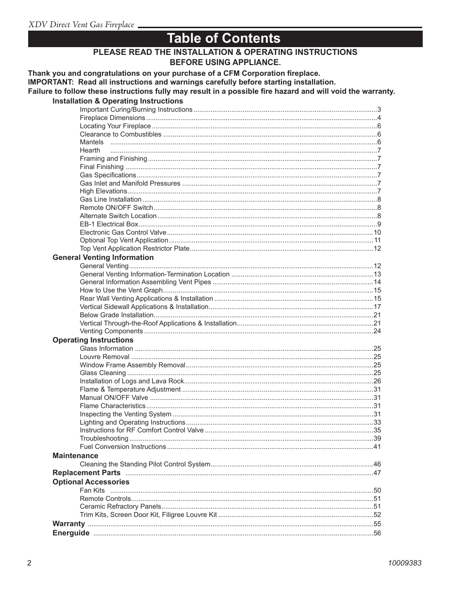 Vermont Casting 36XDV User Manual | Page 2 / 56