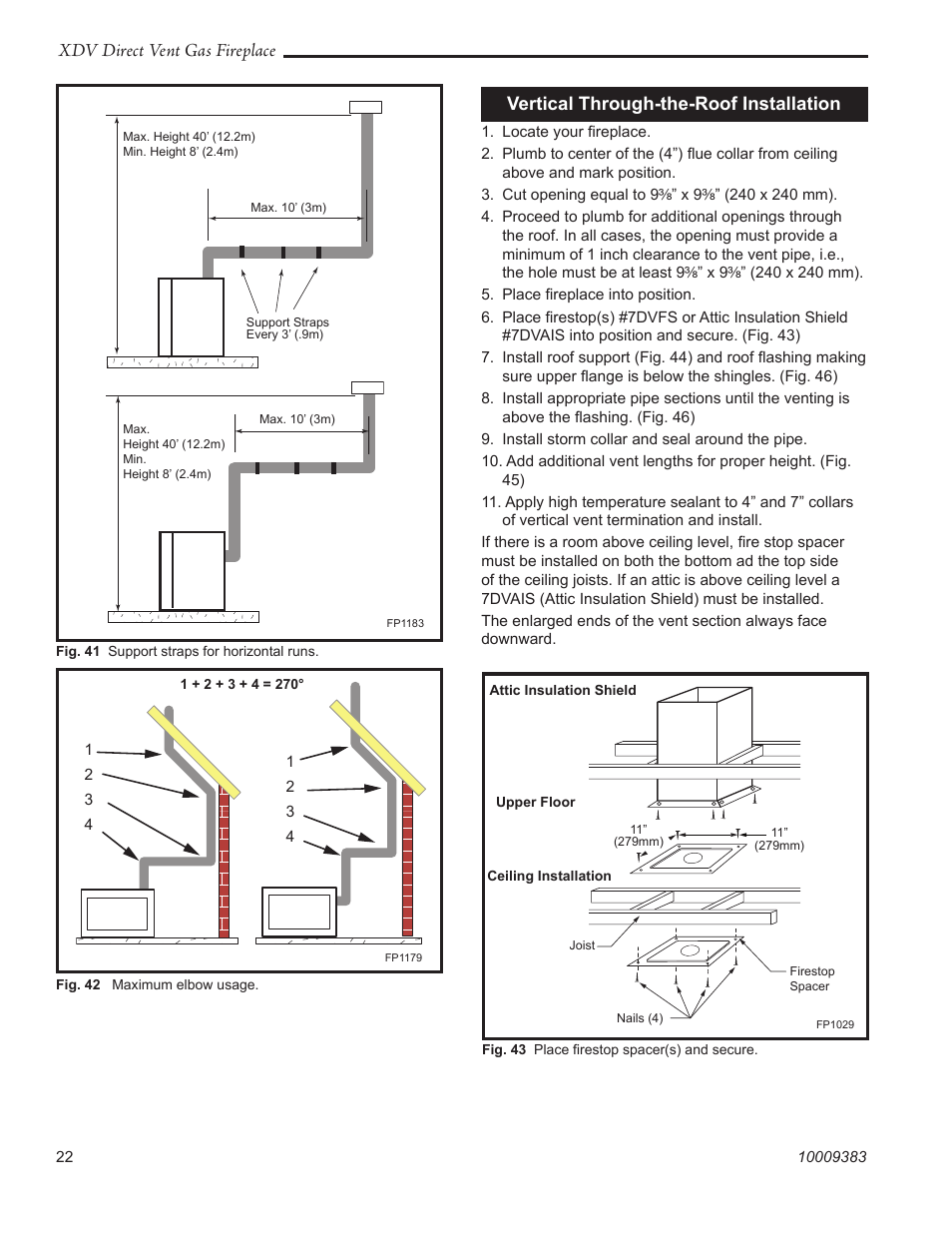 Xdv direct vent gas fireplace, Vertical through-the-roof installation | Vermont Casting 36XDV User Manual | Page 22 / 56