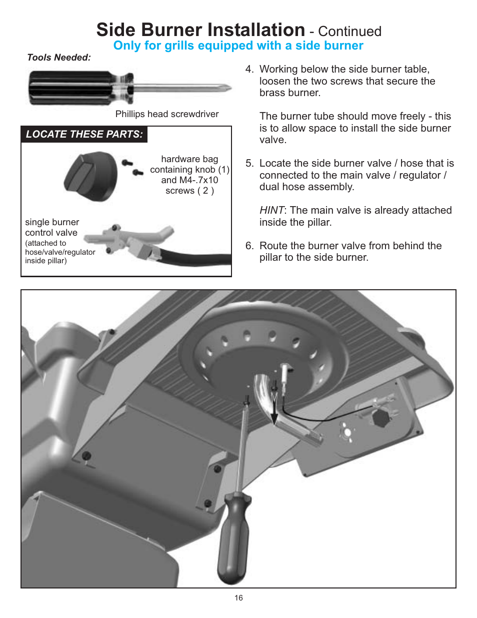 Side burner installation, Continued | Vermont Casting 6100 User Manual | Page 15 / 32