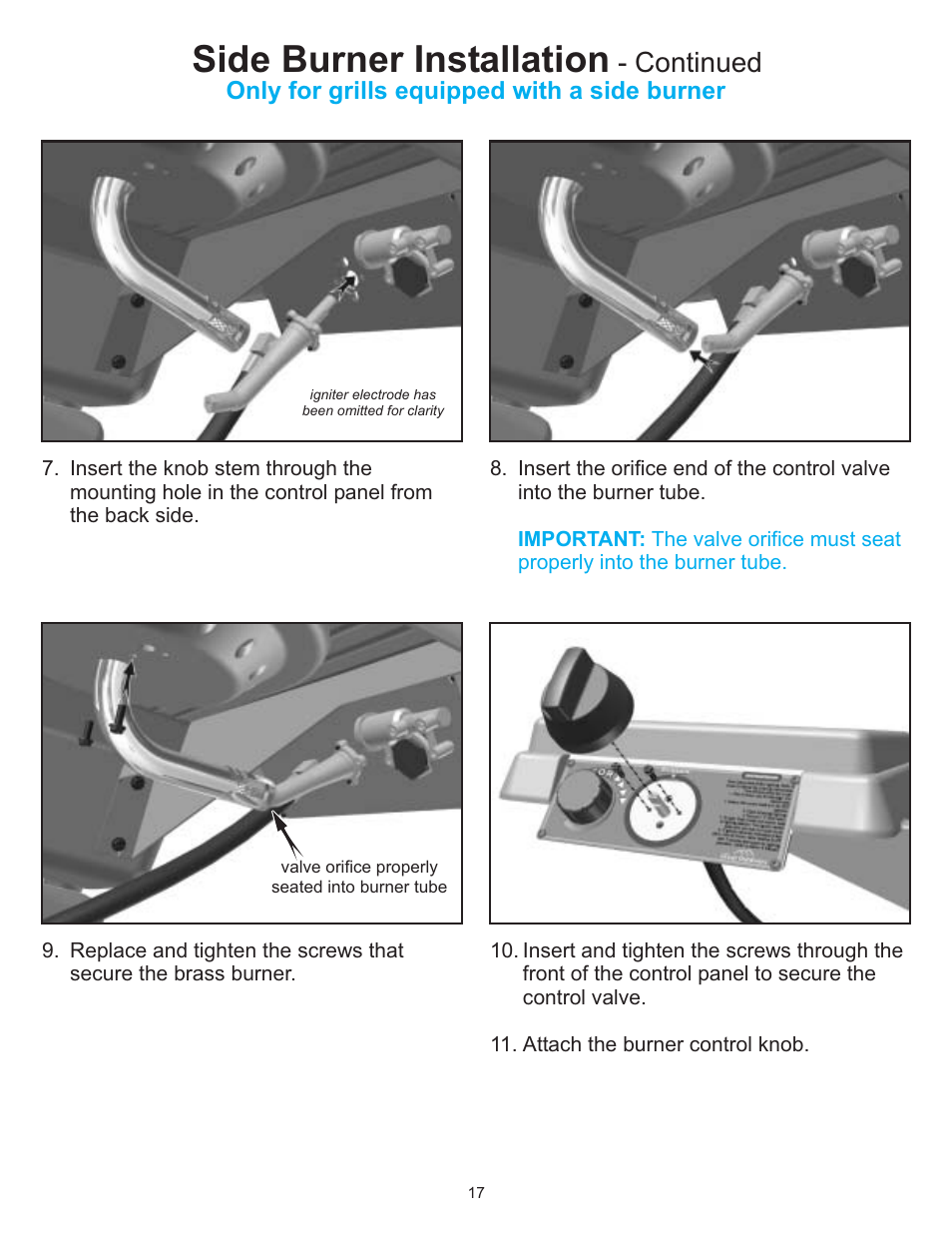 Side burner installation, Continued | Vermont Casting 6100 User Manual | Page 16 / 32