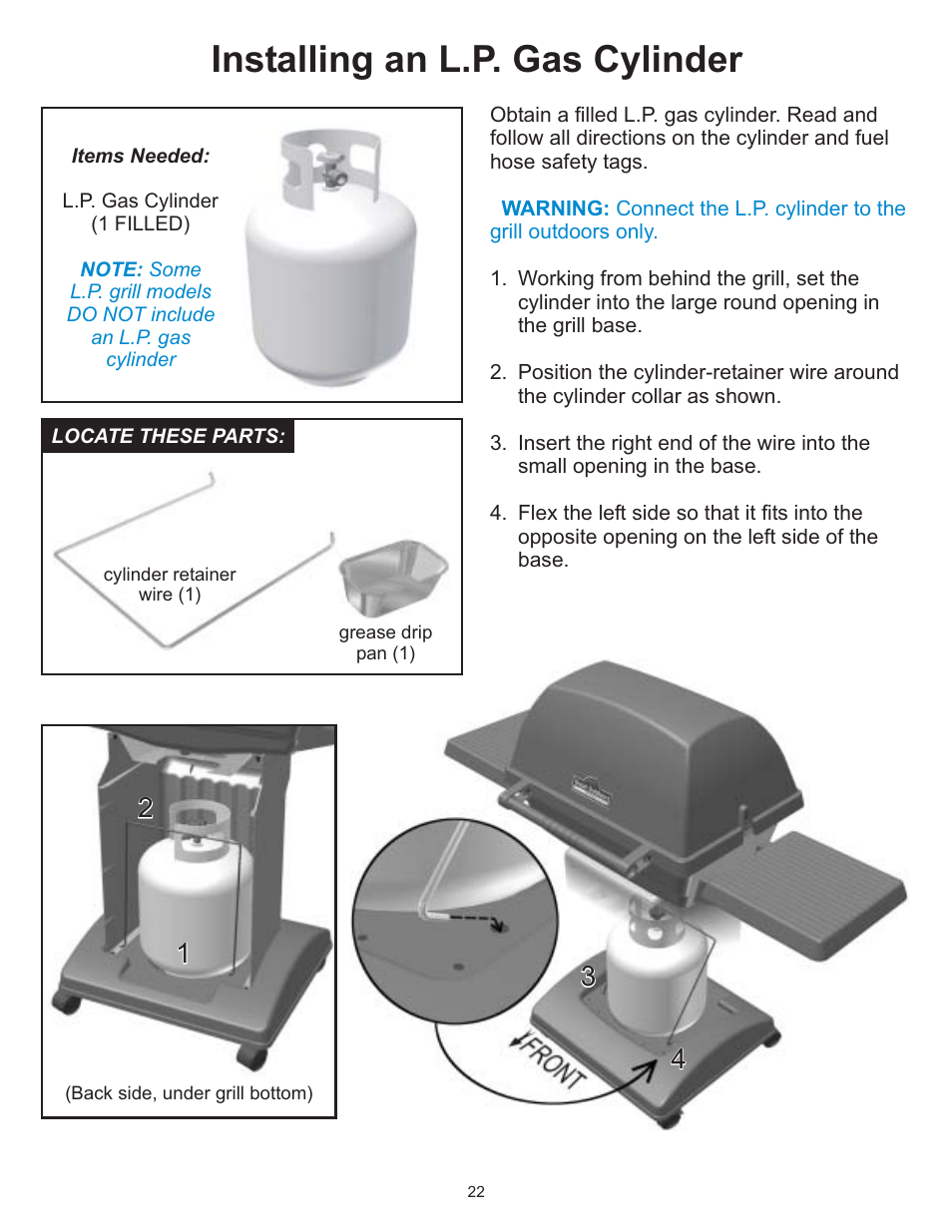 Installing an l.p. gas cylinder | Vermont Casting 6100 User Manual | Page 21 / 32