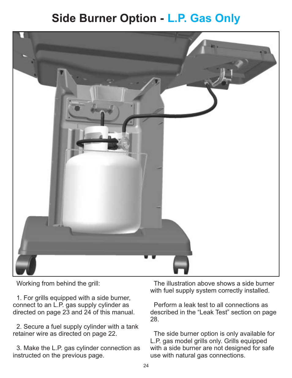 L.p. gas only side burner option | Vermont Casting 6100 User Manual | Page 23 / 32