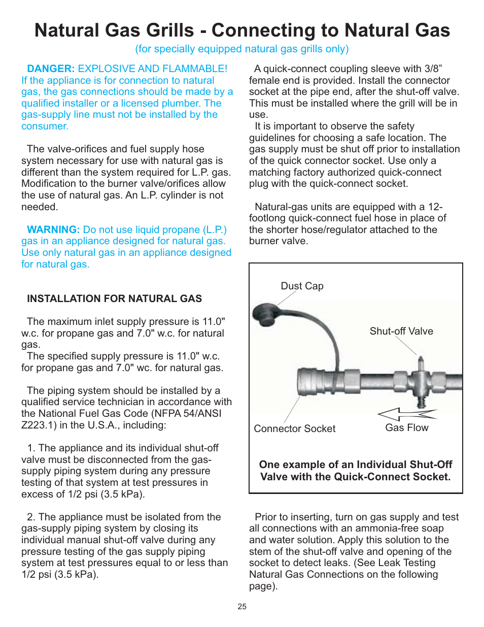 Natural gas grills - connecting to natural gas | Vermont Casting 6100 User Manual | Page 24 / 32