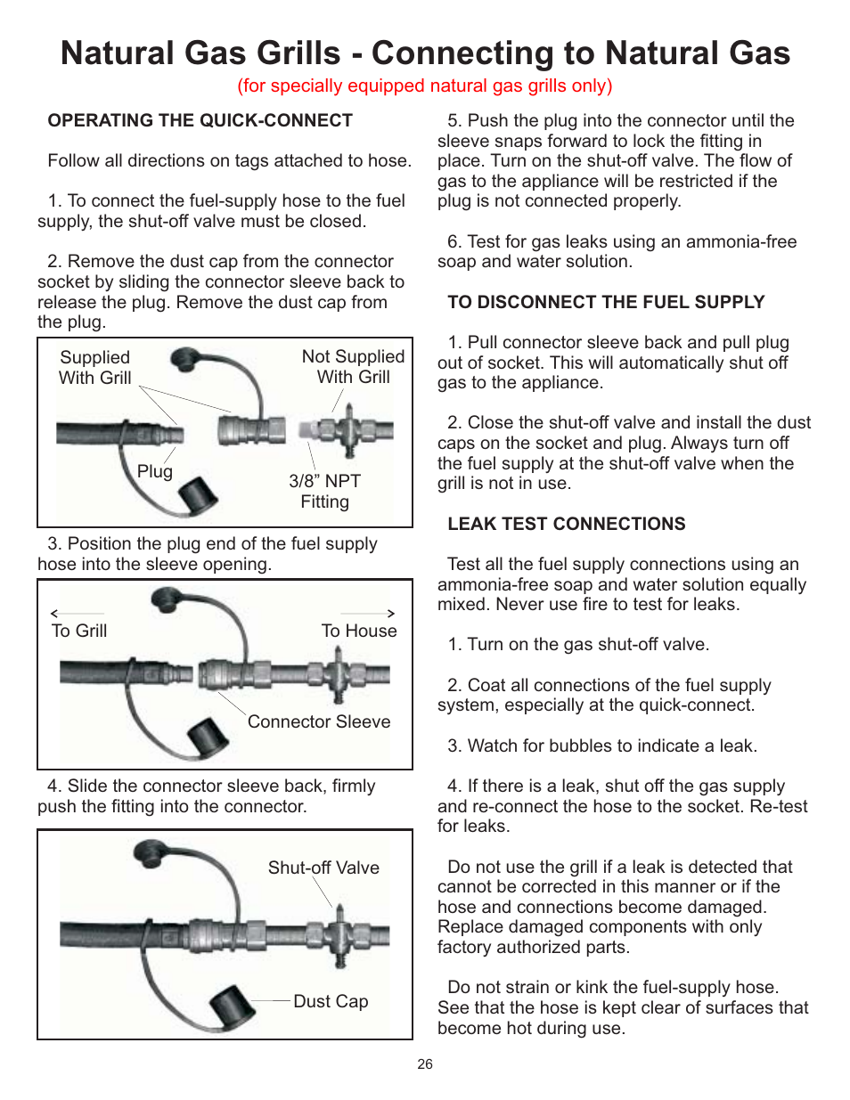 Natural gas grills - connecting to natural gas | Vermont Casting 6100 User Manual | Page 25 / 32
