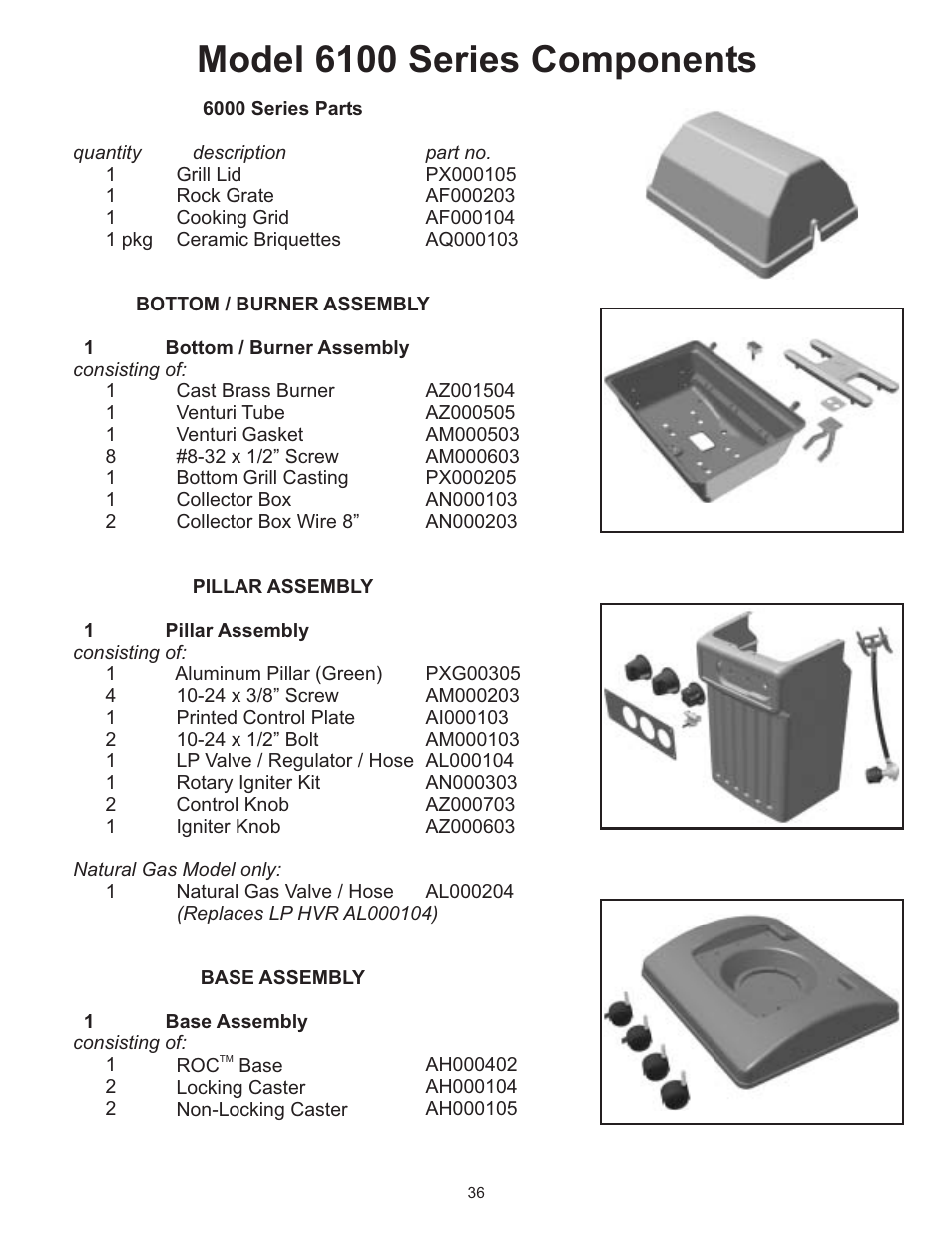 Model 6100 series components | Vermont Casting 6100 User Manual | Page 31 / 32