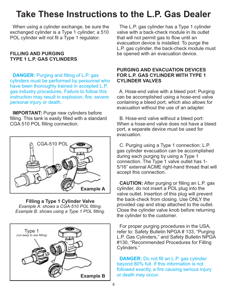 Take these instructions to the l.p. gas dealer | Vermont Casting 6100 User Manual | Page 7 / 32