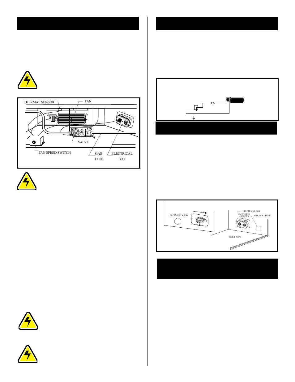 Optional fan kit - fk24, Wiring instructions, Optional bay window installation | Optional eb1 (receptacle) hook-up, Hard (direct) wire hook-up | Vermont Casting BHDR36 User Manual | Page 35 / 36