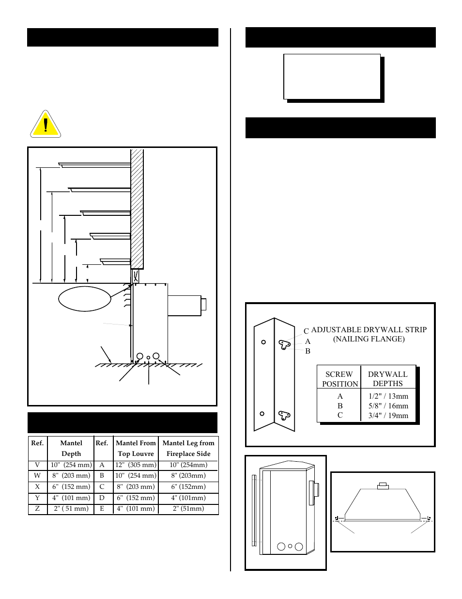 Mantel chart, Mantels, Clearance to combustibles | Framing and finishing | Vermont Casting BHDR36 User Manual | Page 5 / 36