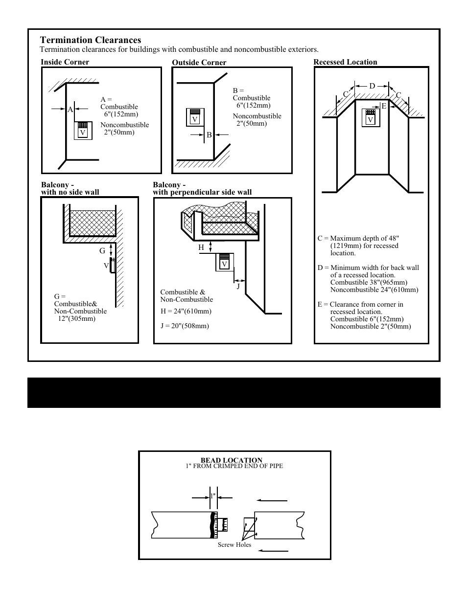 Termination clearances | Vermont Casting BHDR36 User Manual | Page 9 / 36