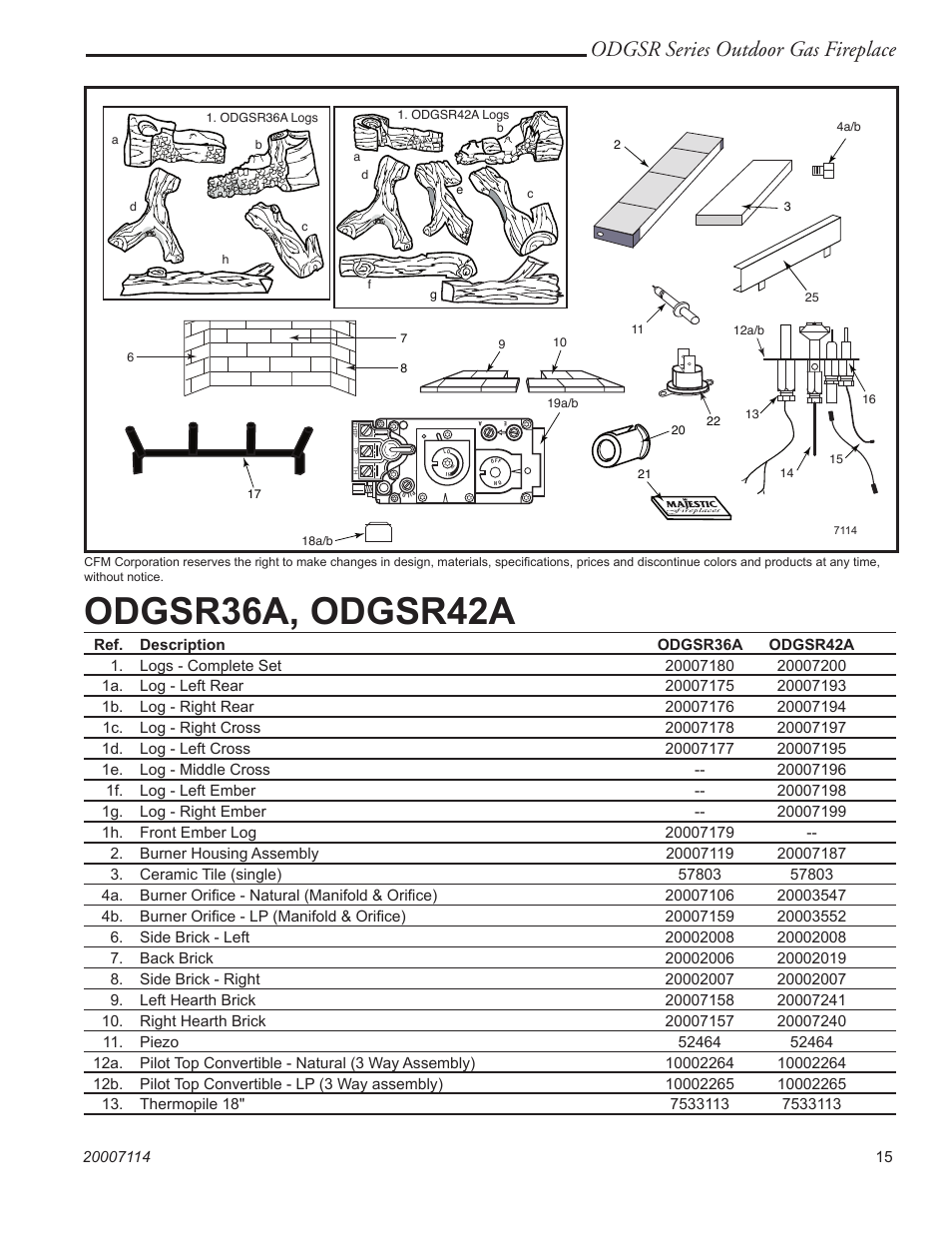 Odgsr36a, odgsr42a, Odgsr series outdoor gas fireplace | Vermont Casting ODGSR36A  EN User Manual | Page 15 / 20