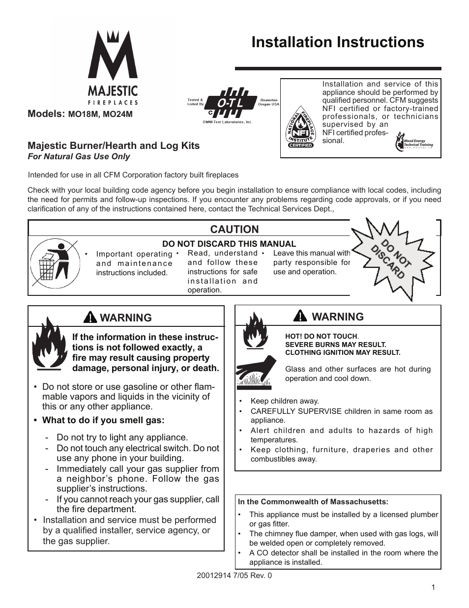 Vermont Casting MO18 User Manual | 18 pages