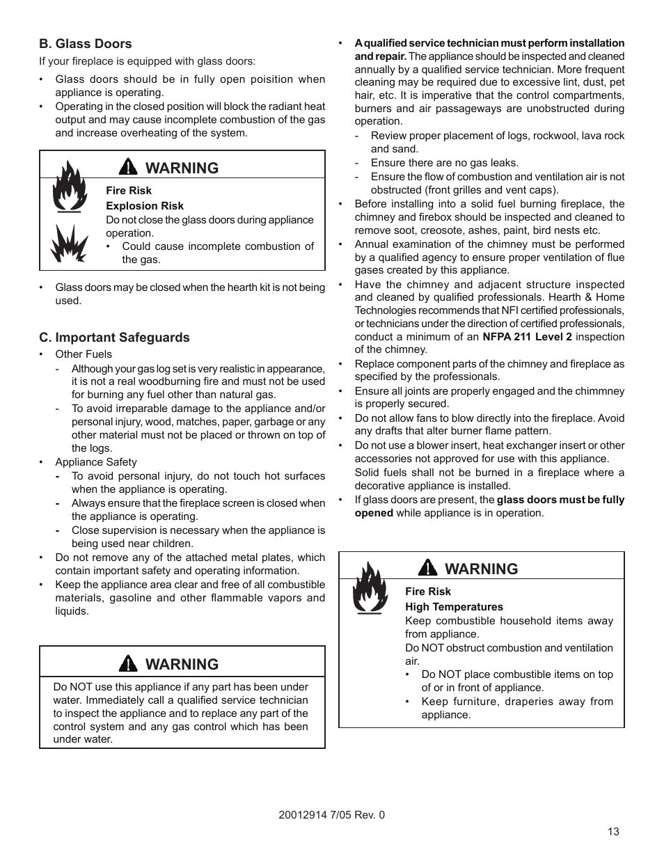 Warning | Vermont Casting MO18 User Manual | Page 13 / 18