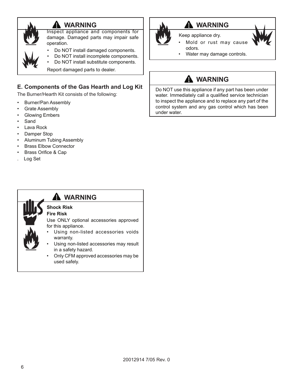 Warning | Vermont Casting MO18 User Manual | Page 6 / 18