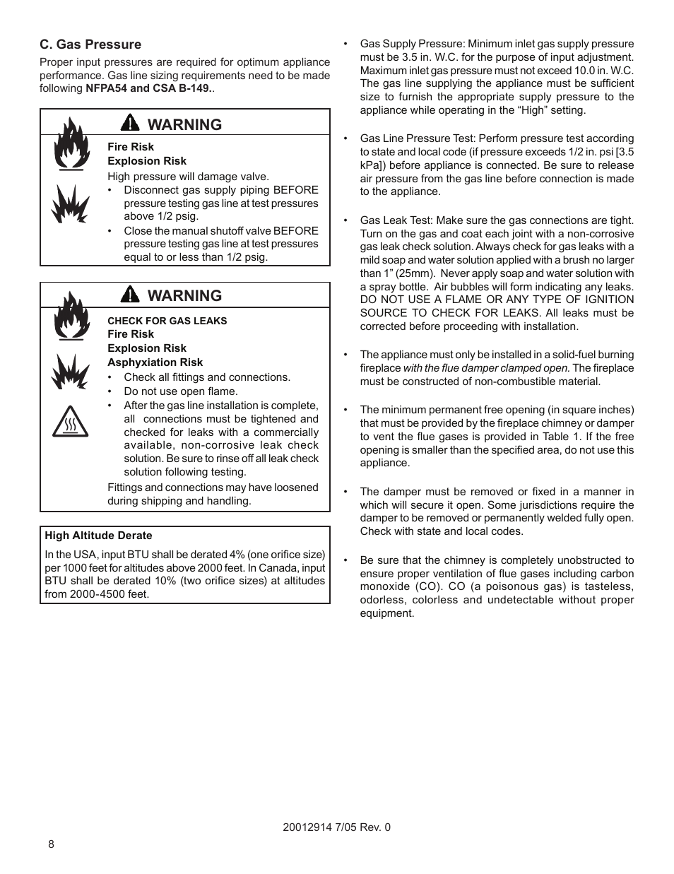 Warning | Vermont Casting MO18 User Manual | Page 8 / 18