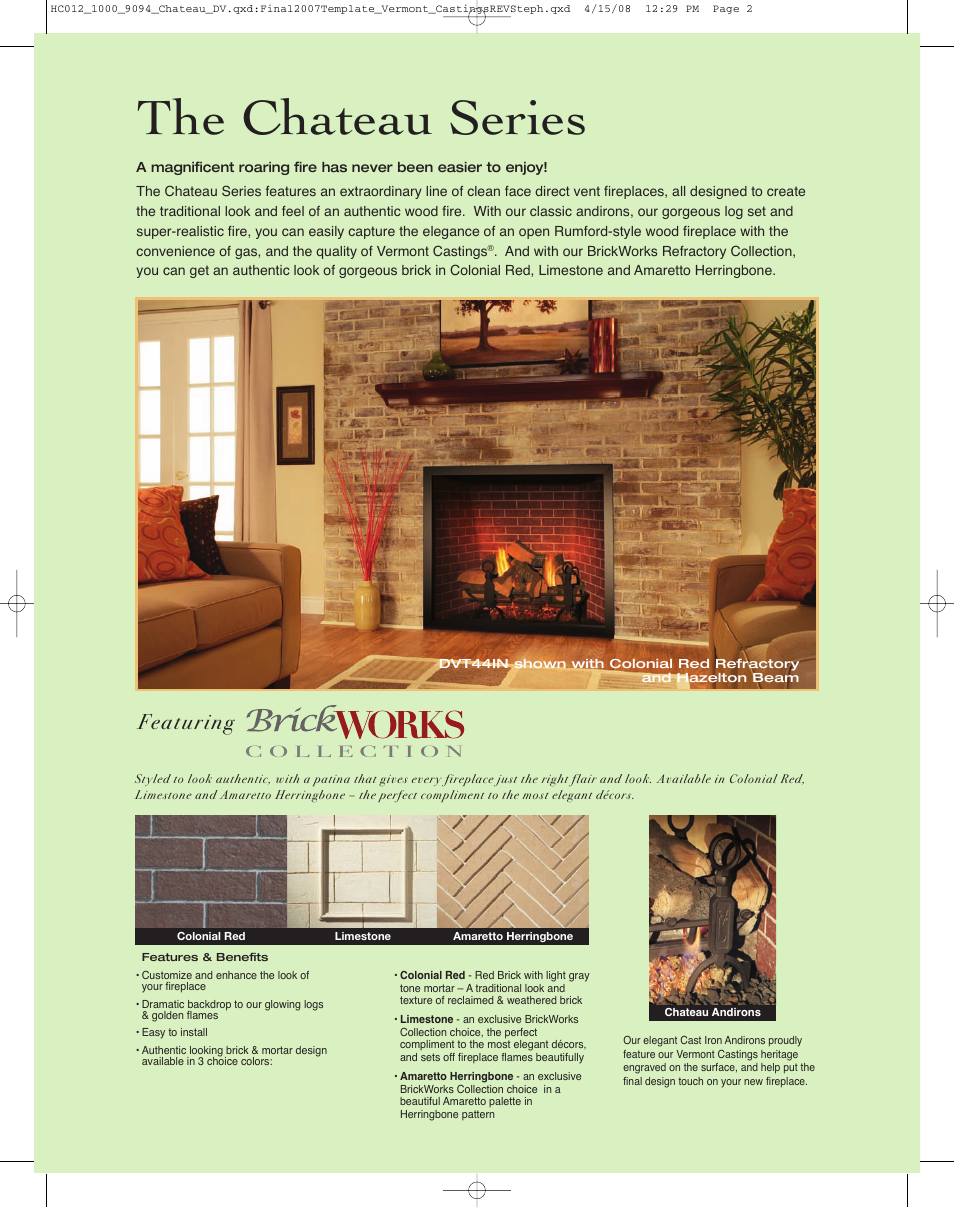 The chateau series, Featuring | Vermont Casting Chateau DVT44IN User Manual | Page 2 / 4