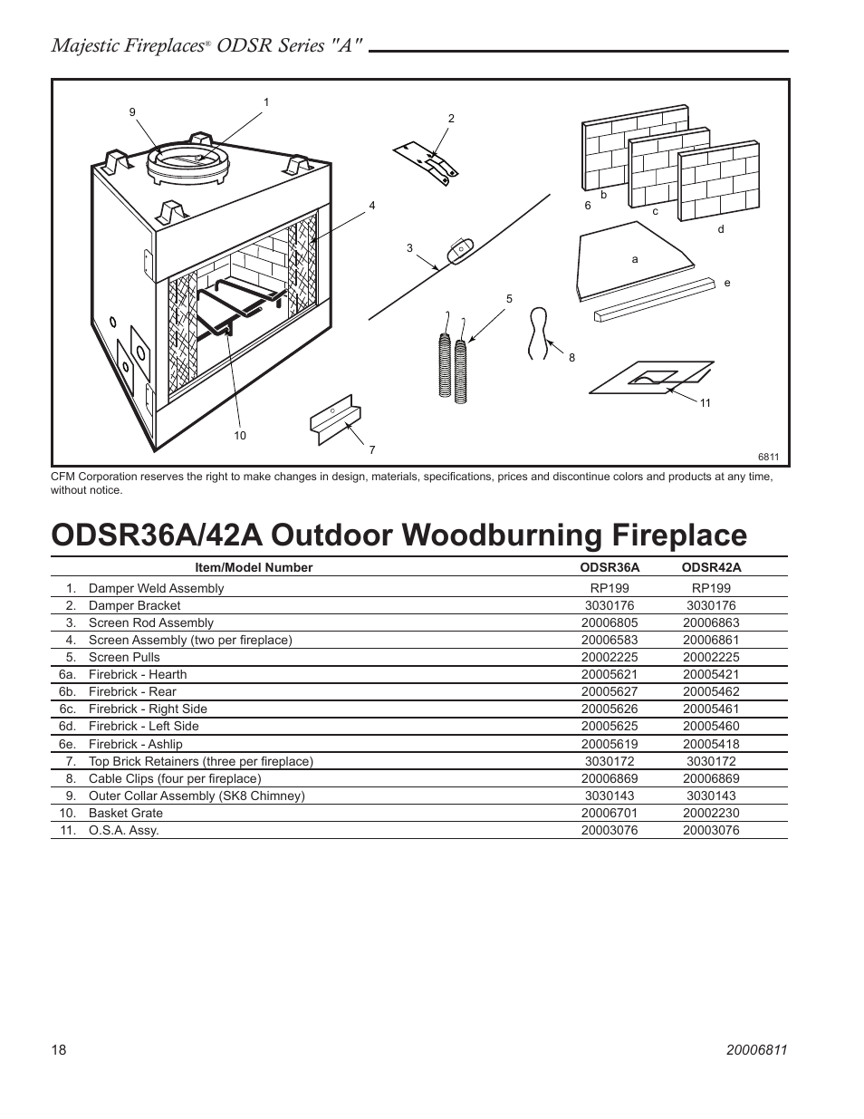 Odsr36a/42a outdoor woodburning fireplace, Majestic fireplaces, Odsr series "a | Vermont Casting ODSR36A User Manual | Page 18 / 24