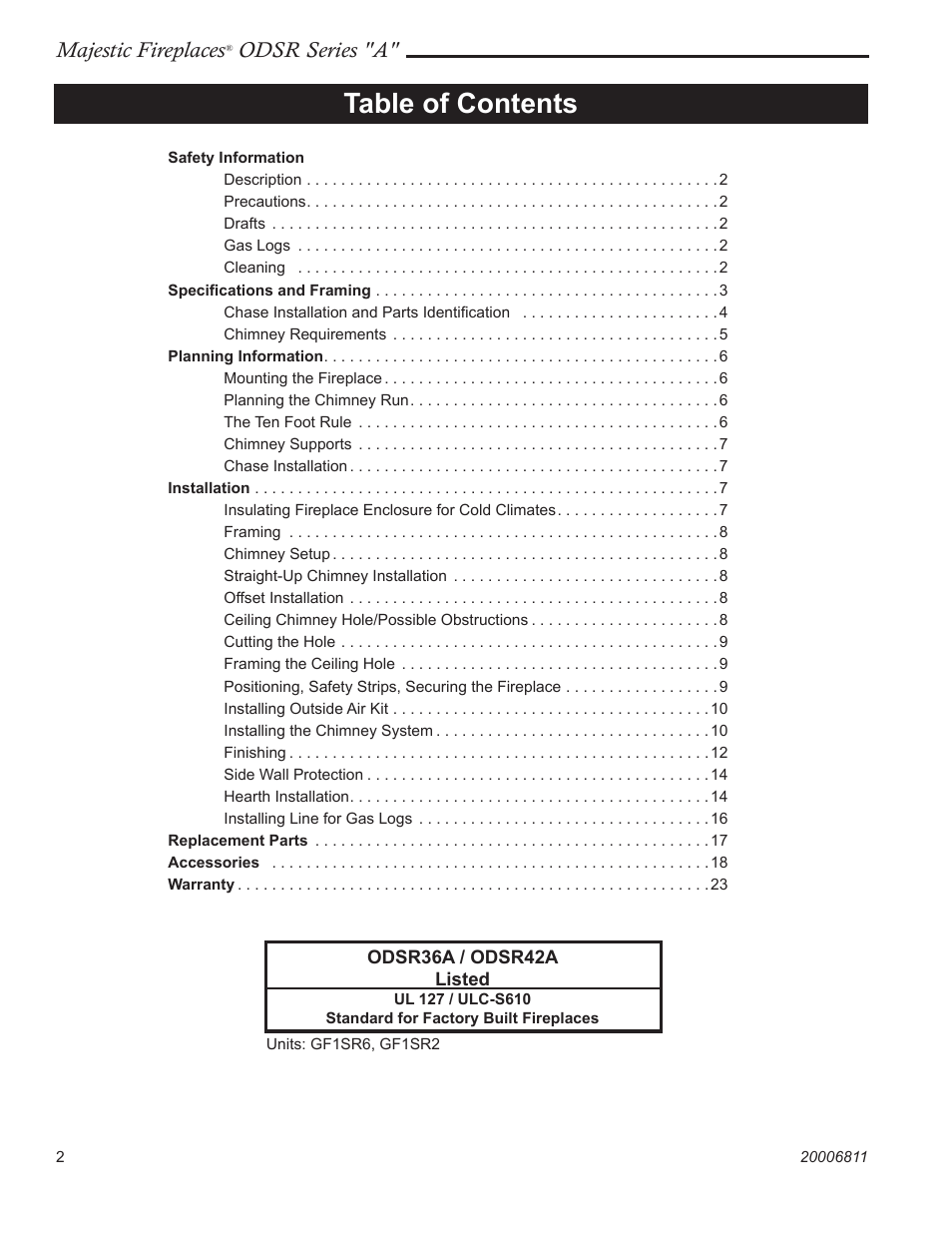 Vermont Casting ODSR36A User Manual | Page 2 / 24