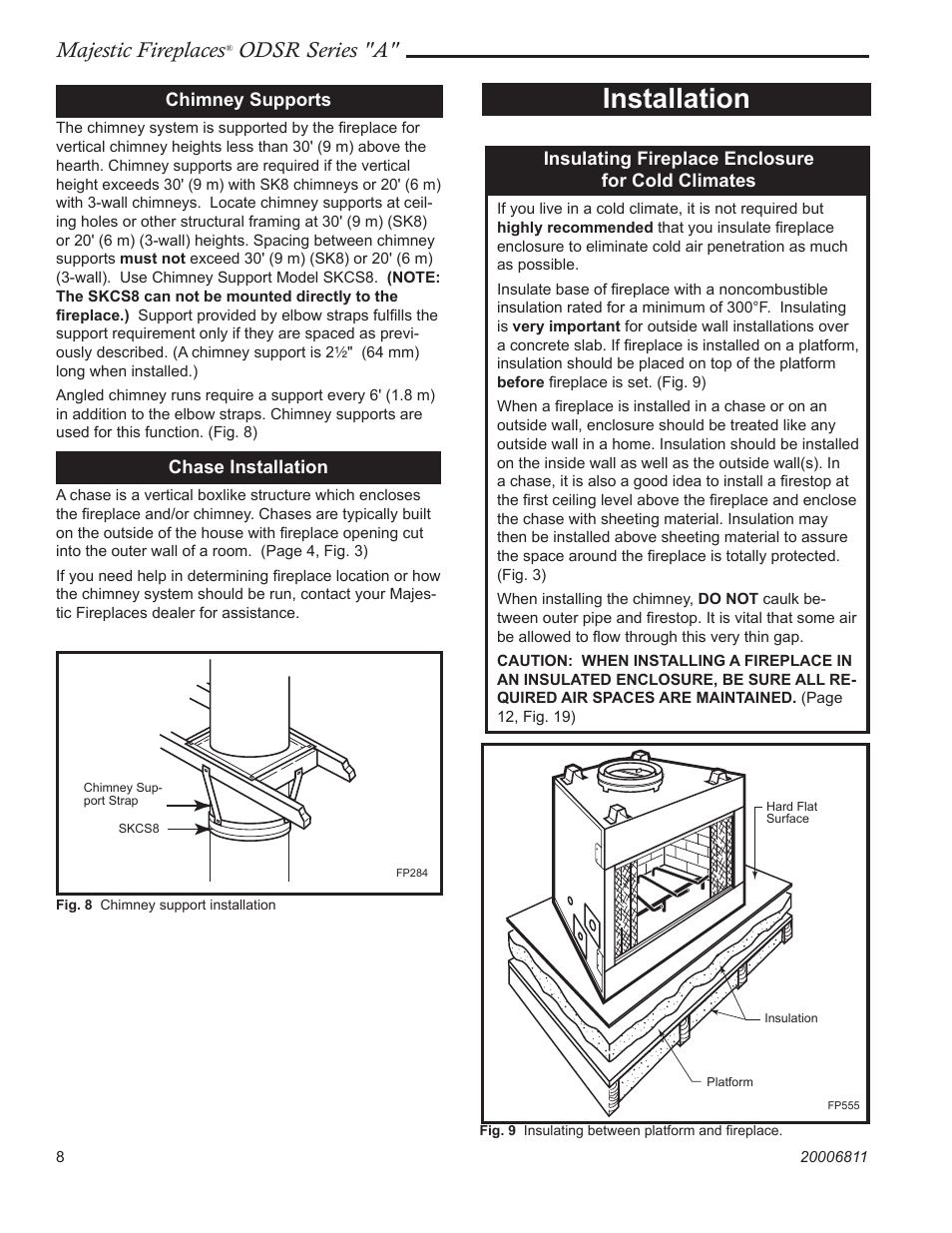 Installation, Majestic fireplaces, Odsr series "a | Vermont Casting ODSR36A User Manual | Page 8 / 24