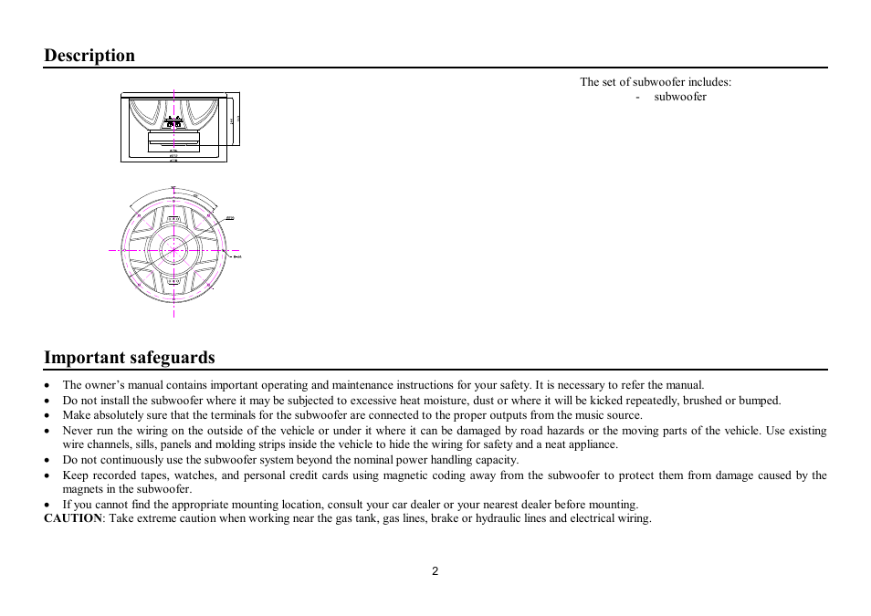 Description, Important safeguards | Hyundai H-CSP122 User Manual | Page 2 / 7