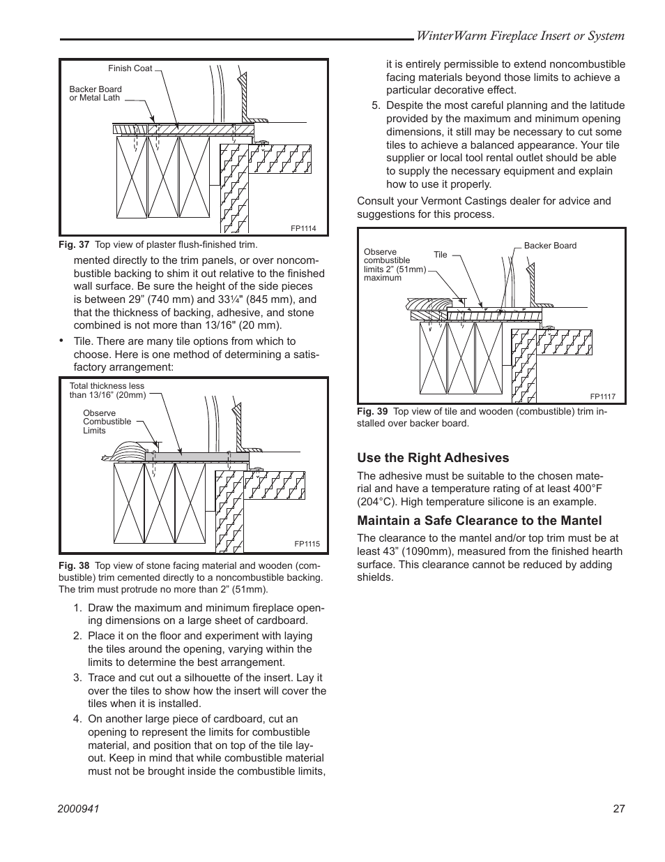 Vermont Casting WinterWarm Fireplace Insert or System User Manual | Page 27 / 44