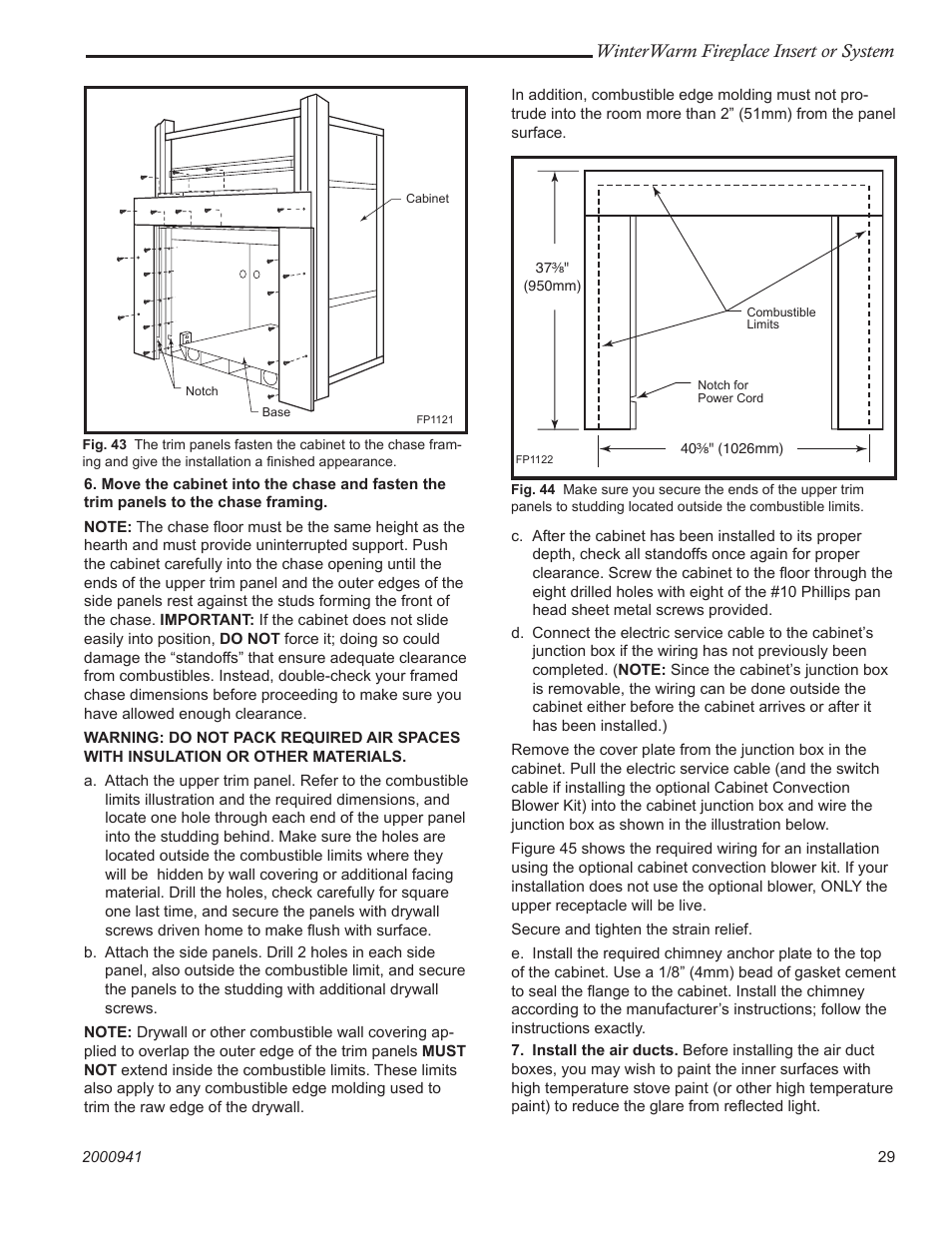 Winterwarm fireplace insert or system | Vermont Casting WinterWarm Fireplace Insert or System User Manual | Page 29 / 44