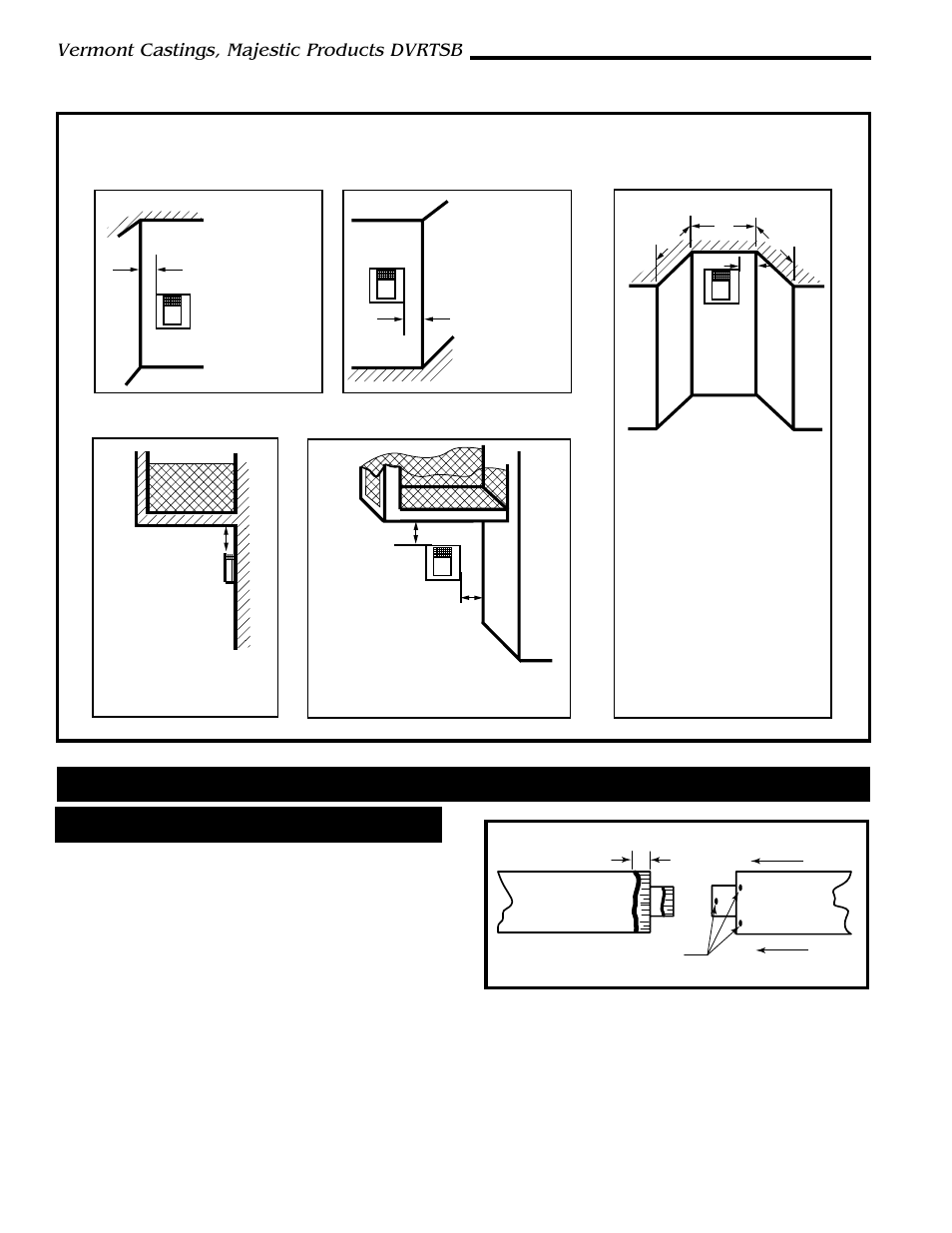 Vermont castings, majestic products dvrtsb, General information for connecting vent pipes, Termination clearances | Crimped end pipes | Vermont Casting DVRTSB User Manual | Page 12 / 36