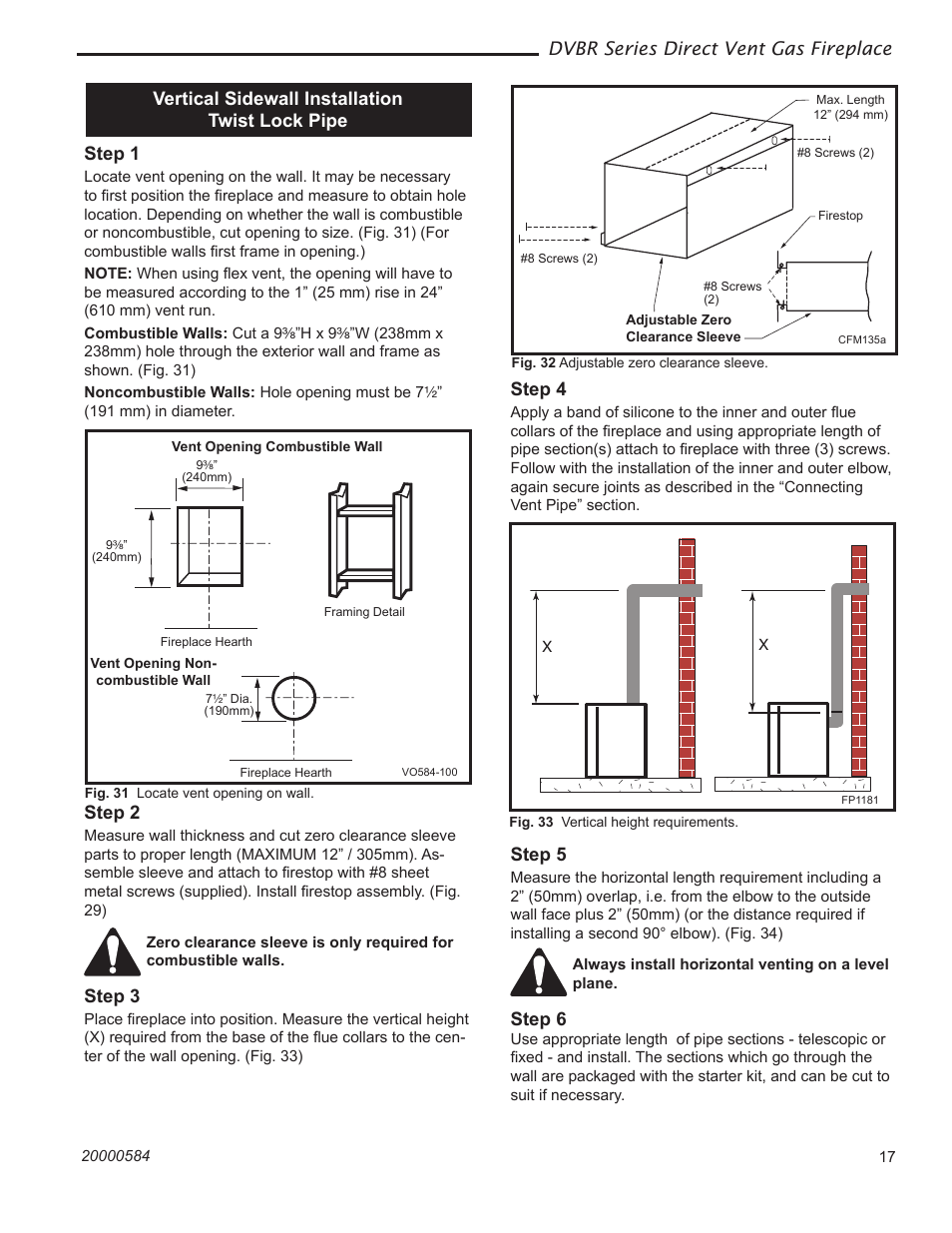 Dvbr series direct vent gas fireplace, Step 2, Step 3 | Step 4, Step 5, Step 6 | Vermont Casting DVBR36 User Manual | Page 17 / 40