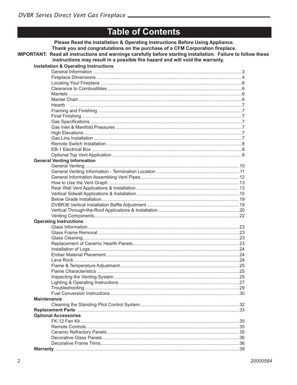 Vermont Casting DVBR36 User Manual | Page 2 / 40