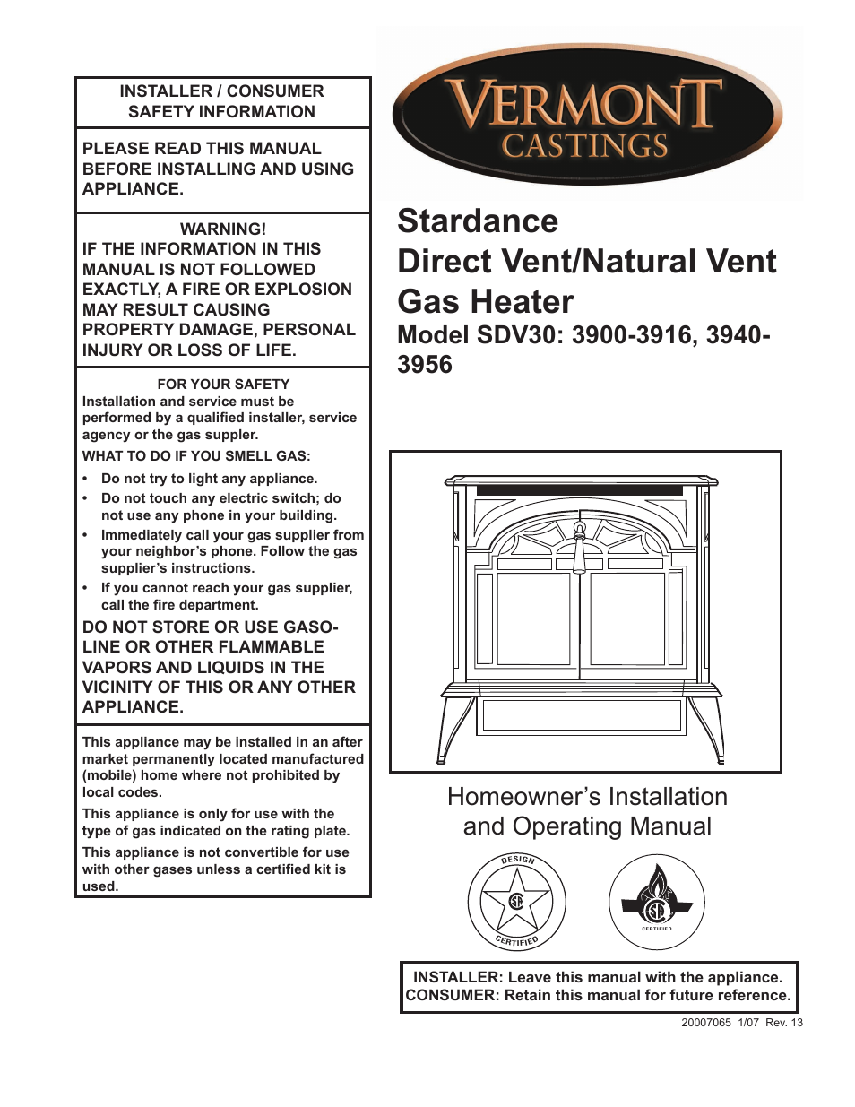 Vermont Casting Stardance SDV30 User Manual | 44 pages