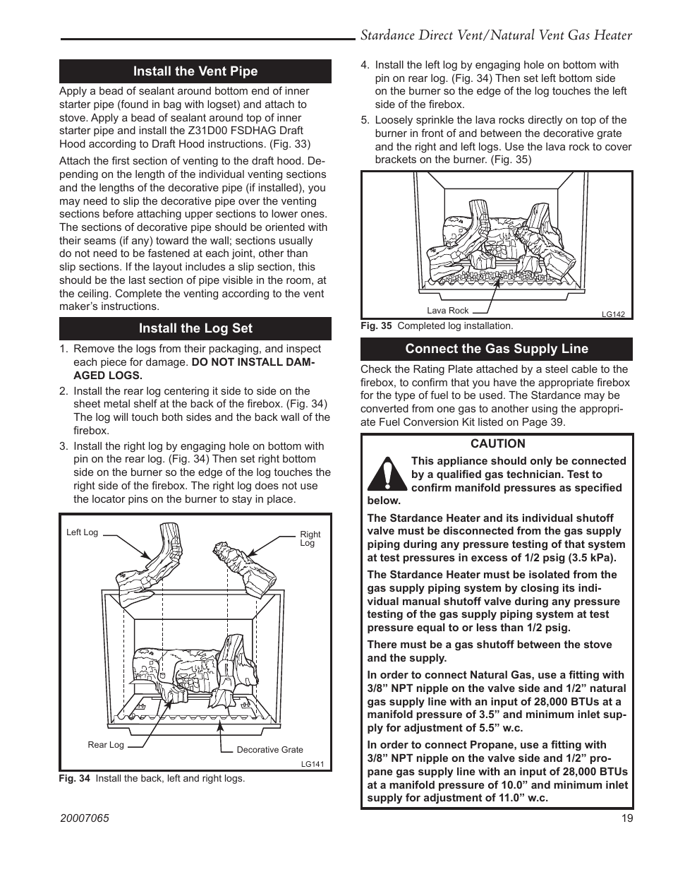 Stardance direct vent/natural vent gas heater | Vermont Casting Stardance SDV30 User Manual | Page 19 / 44
