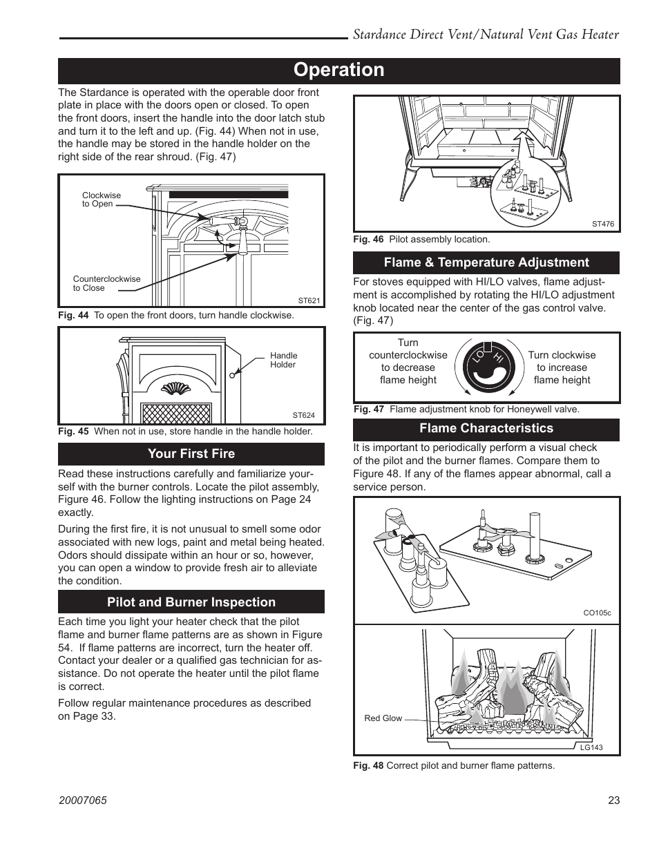 Operation, Stardance direct vent/natural vent gas heater | Vermont Casting Stardance SDV30 User Manual | Page 23 / 44