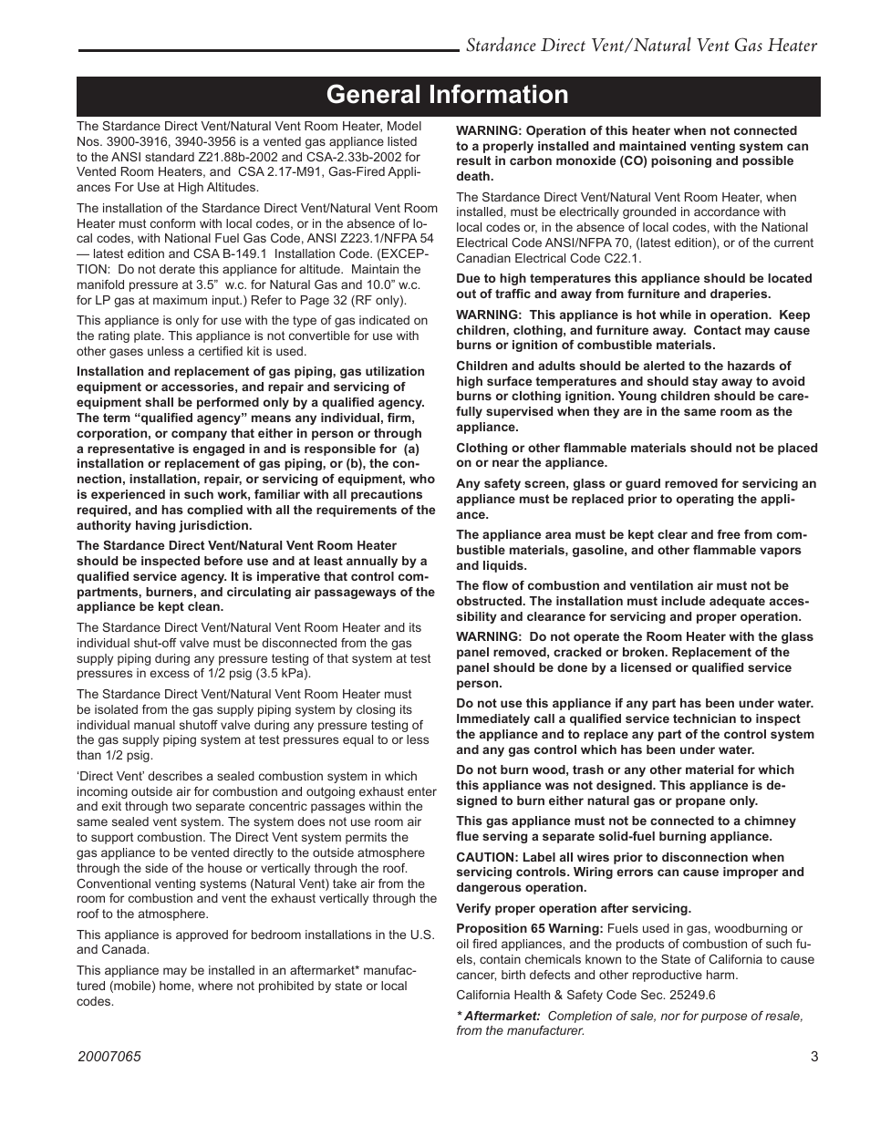 General information | Vermont Casting Stardance SDV30 User Manual | Page 3 / 44
