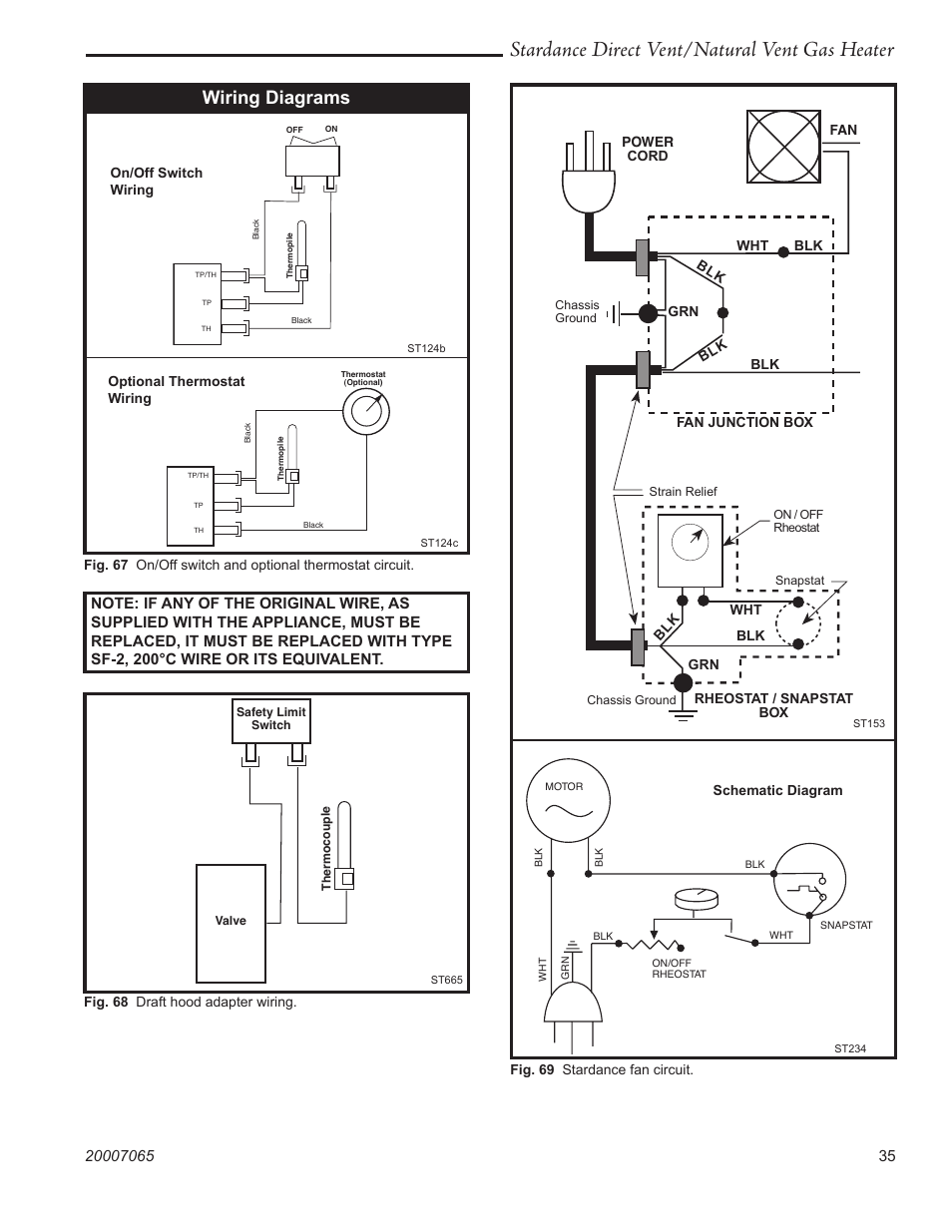 Stardance direct vent/natural vent gas heater, Wiring diagrams | Vermont Casting Stardance SDV30 User Manual | Page 35 / 44