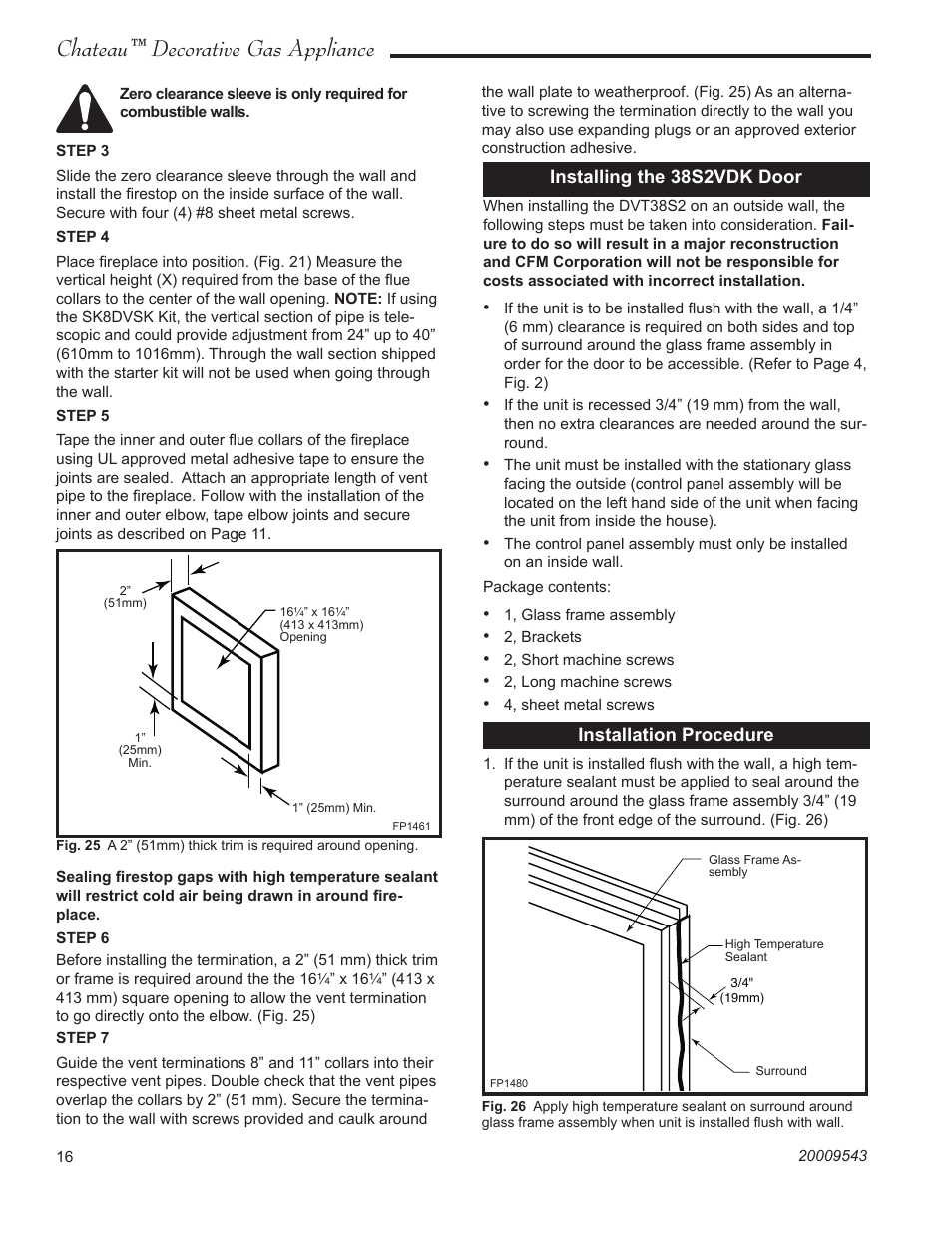 Chateau™ decorative gas appliance | Vermont Casting DVT38S2 User Manual | Page 16 / 40