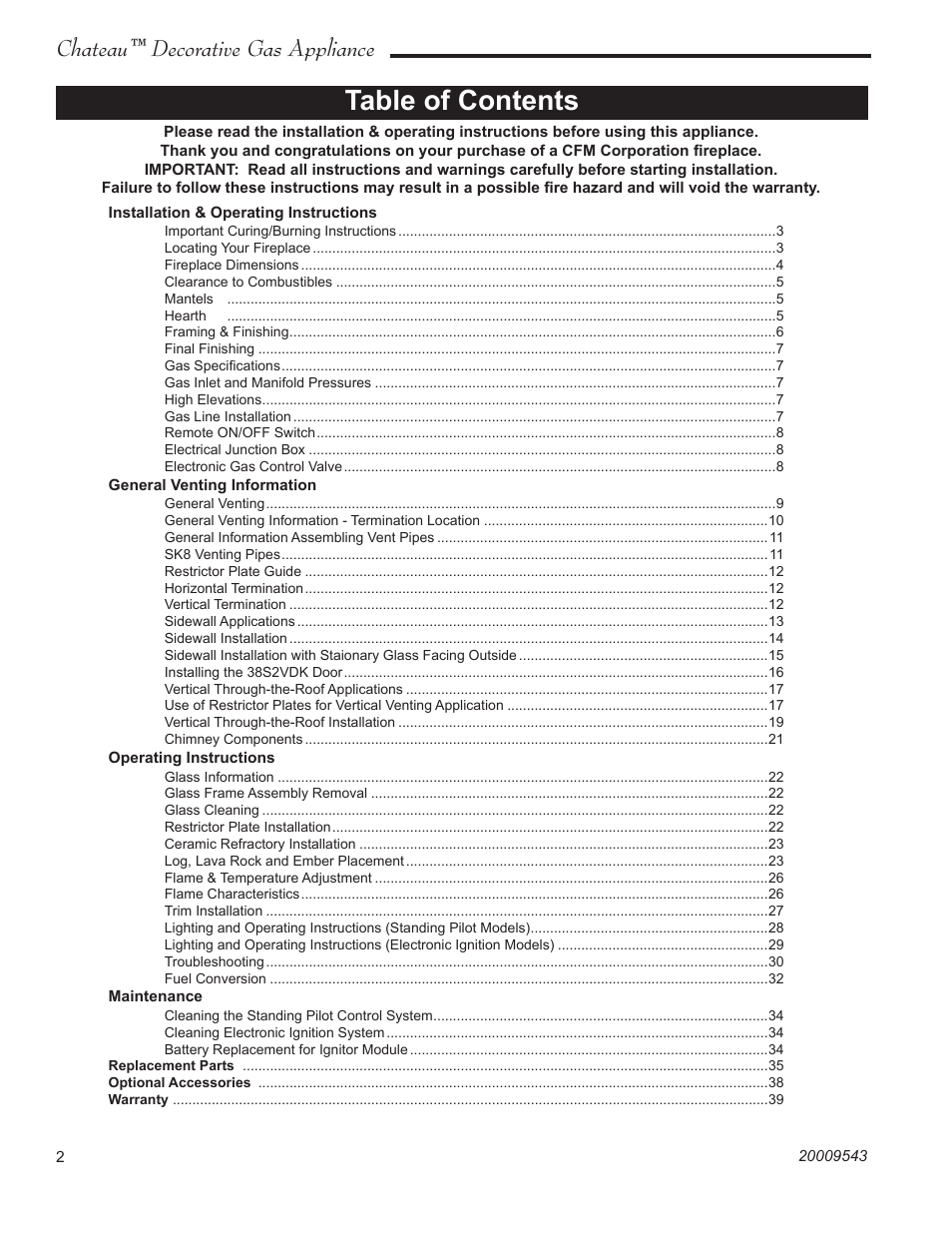 Vermont Casting DVT38S2 User Manual | Page 2 / 40