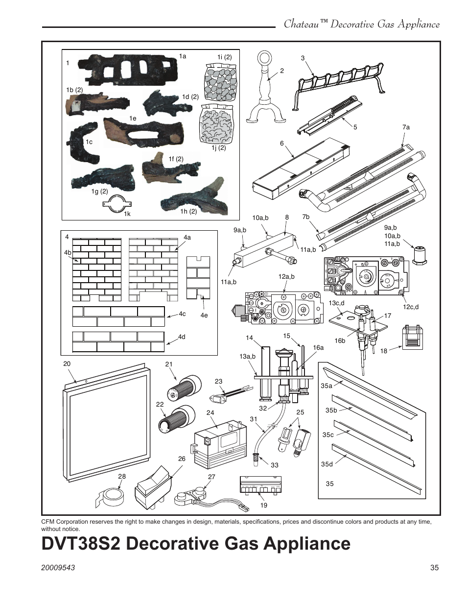 Dvt38s2 decorative gas appliance, Chateau™ decorative gas appliance | Vermont Casting DVT38S2 User Manual | Page 35 / 40